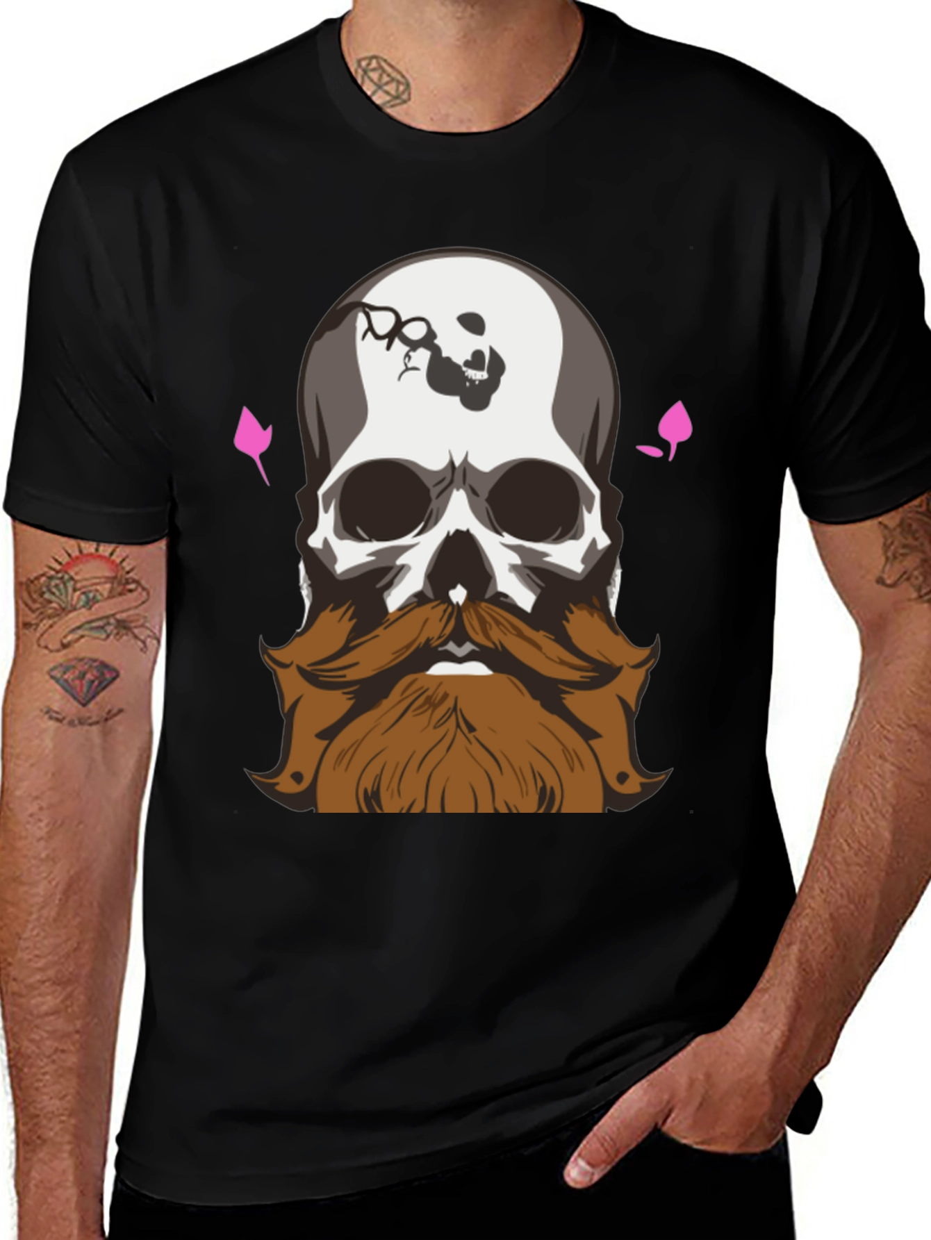 Variant 4 of Skull and Beard Graphic Print T-Shirt