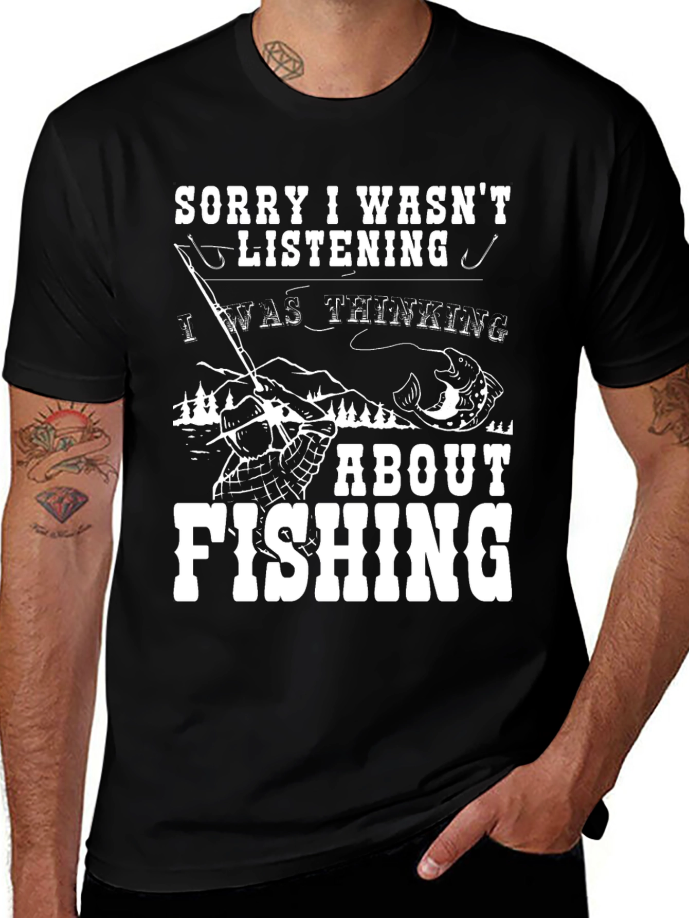 Variant 14 of Fishing T-Shirt: Sorry I Wasn't Listening Funny Tee