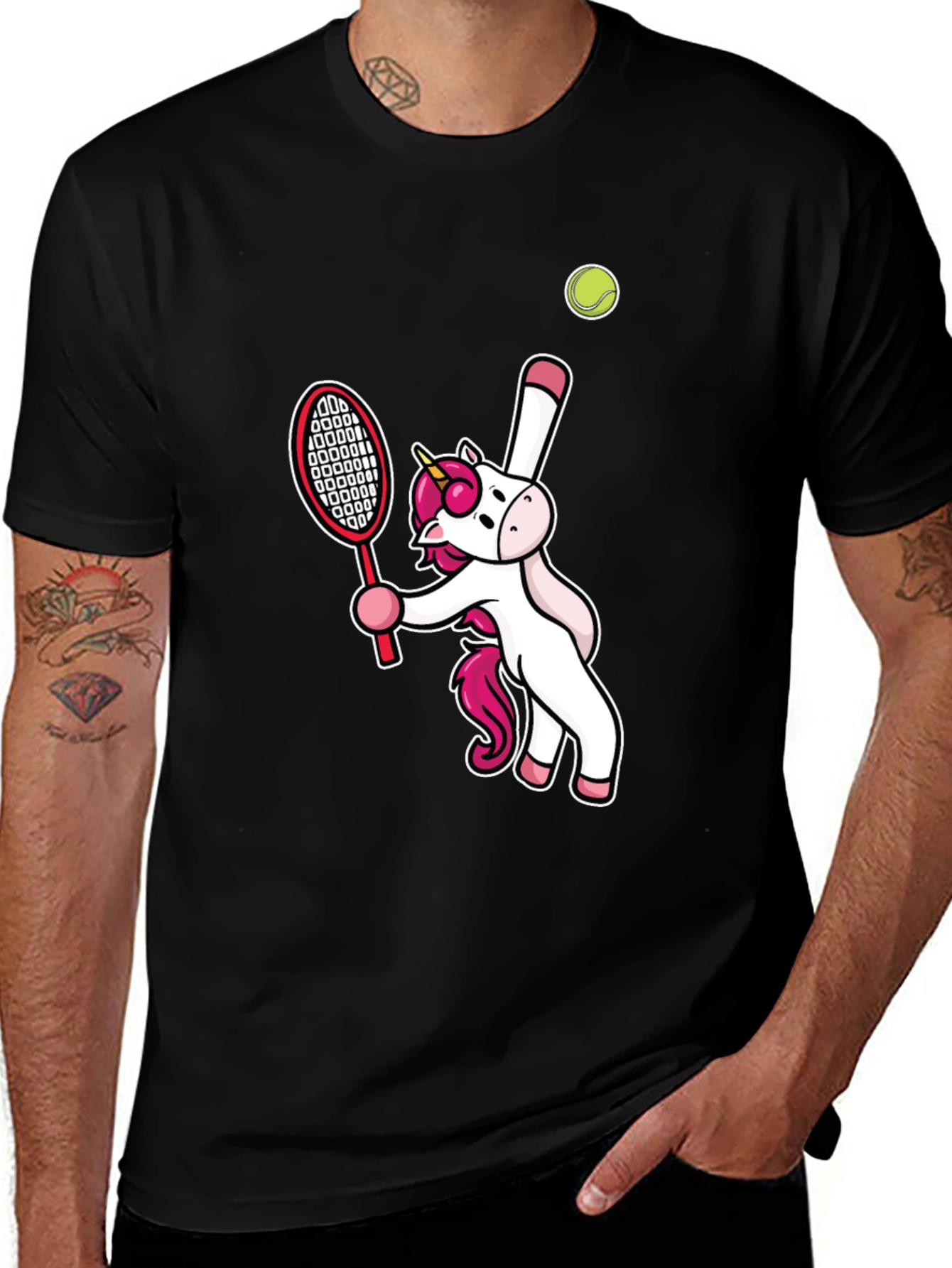 Variant 5 of Unicorn Tennis Graphic T-Shirt - Fun & Unique Design