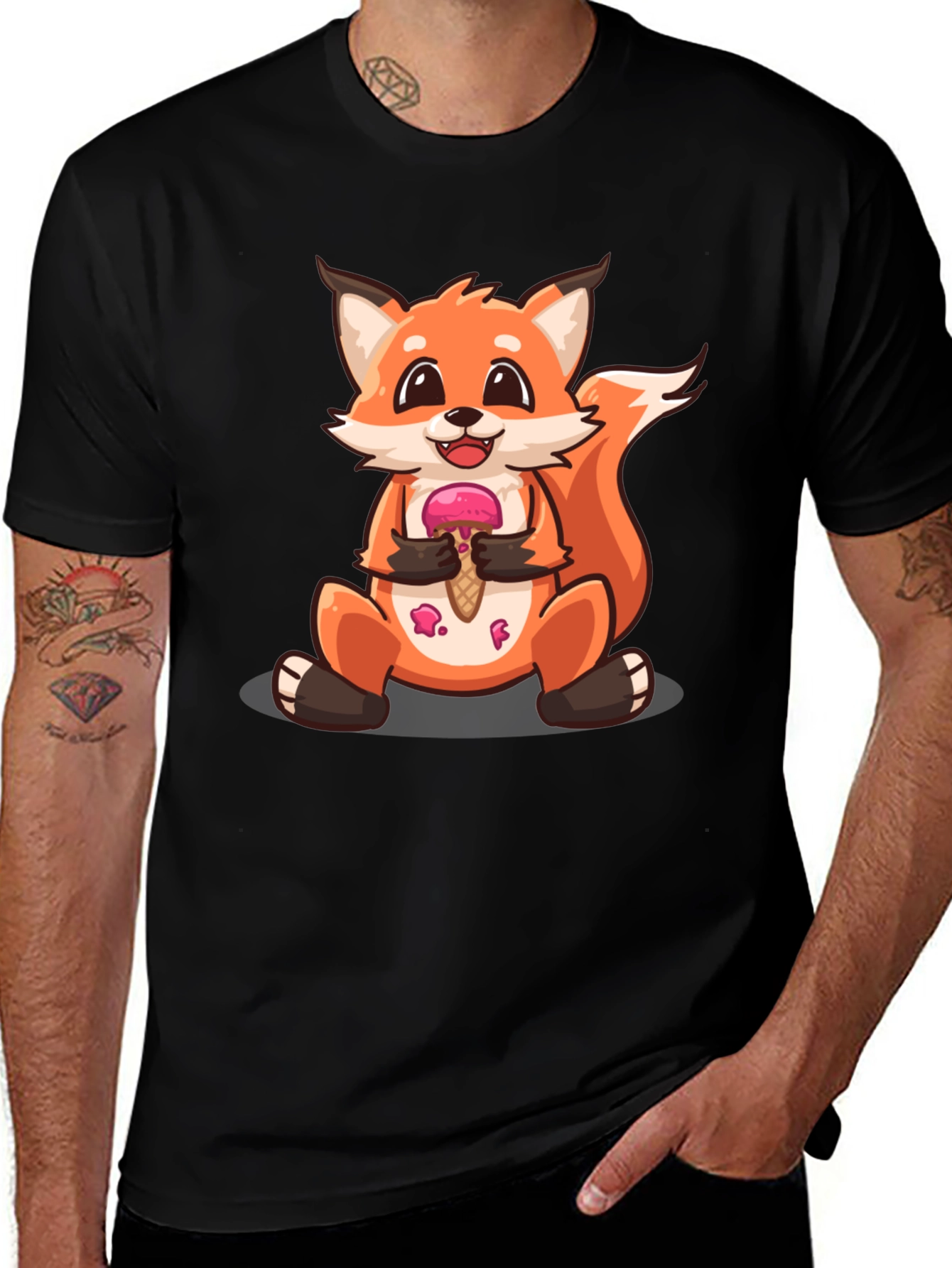 Variant 3 of Cute Fox Eating Ice Cream Graphic T-Shirt