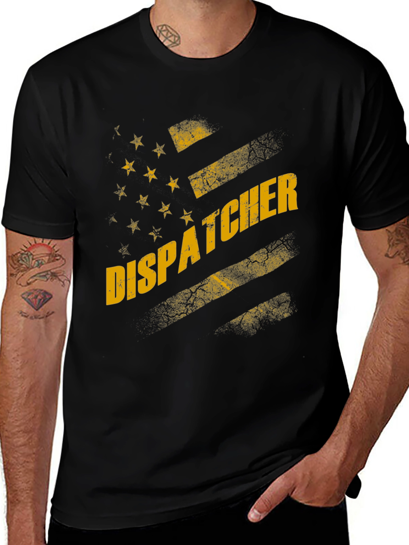 Variant 25 of Dispatcher US Flag Graphic Tee - Black