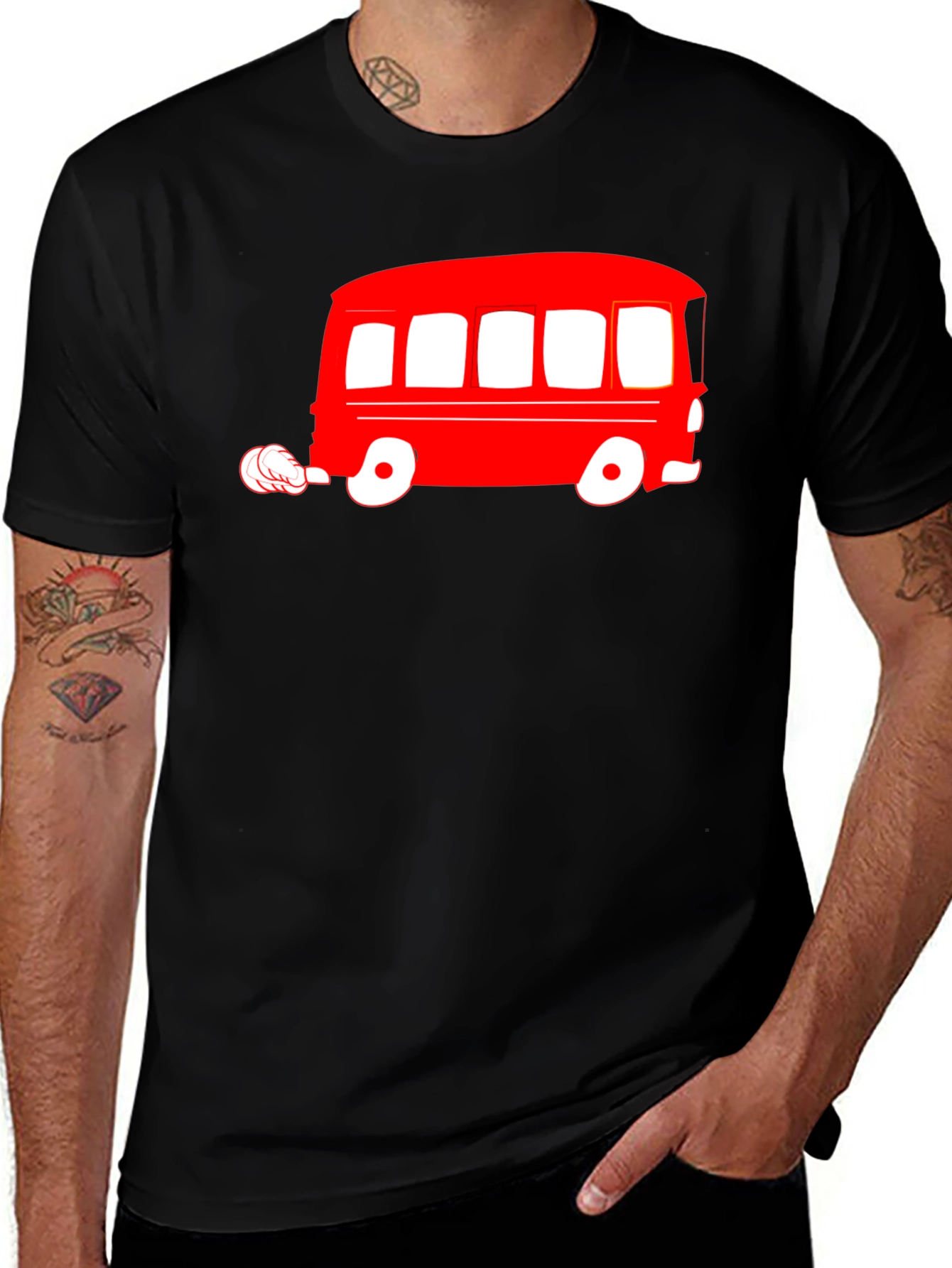 Variant 29 of Retro Red Bus Graphic Tee - Classic Style
