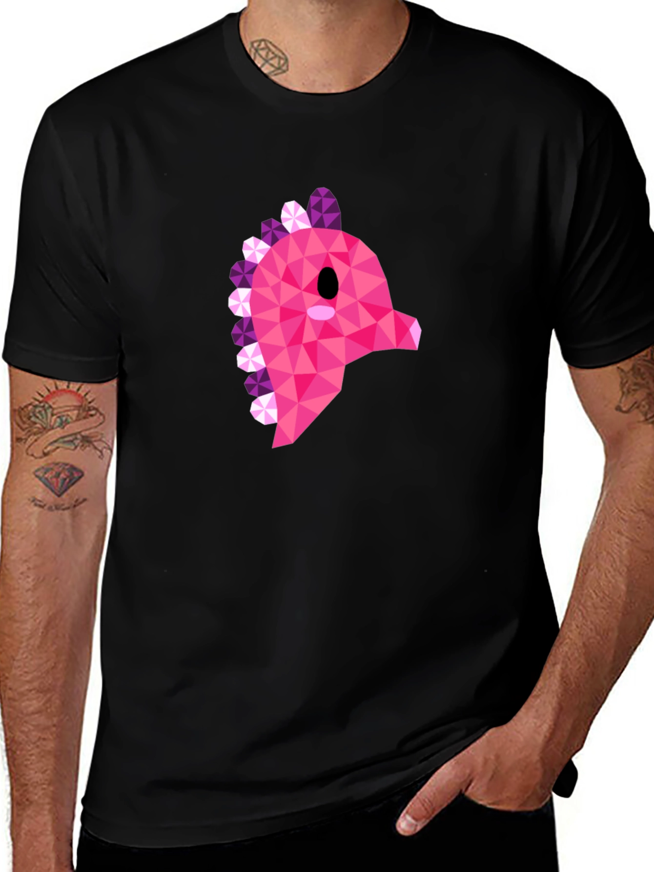 Variant 23 of Geometric Dino T-Shirt - Black