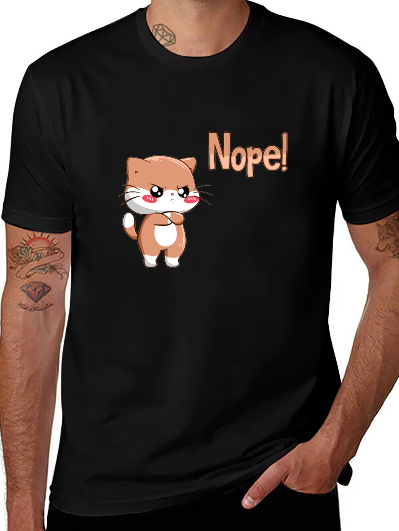 Variant 5 of Nope Cat Graphic Tee - Trendy Cute T-Shirt
