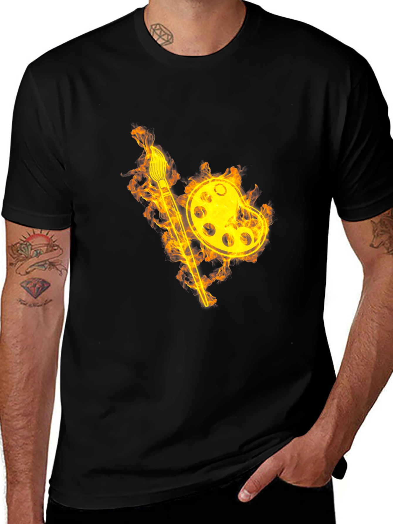 Fiery Artist Palette T-Shirt - Black