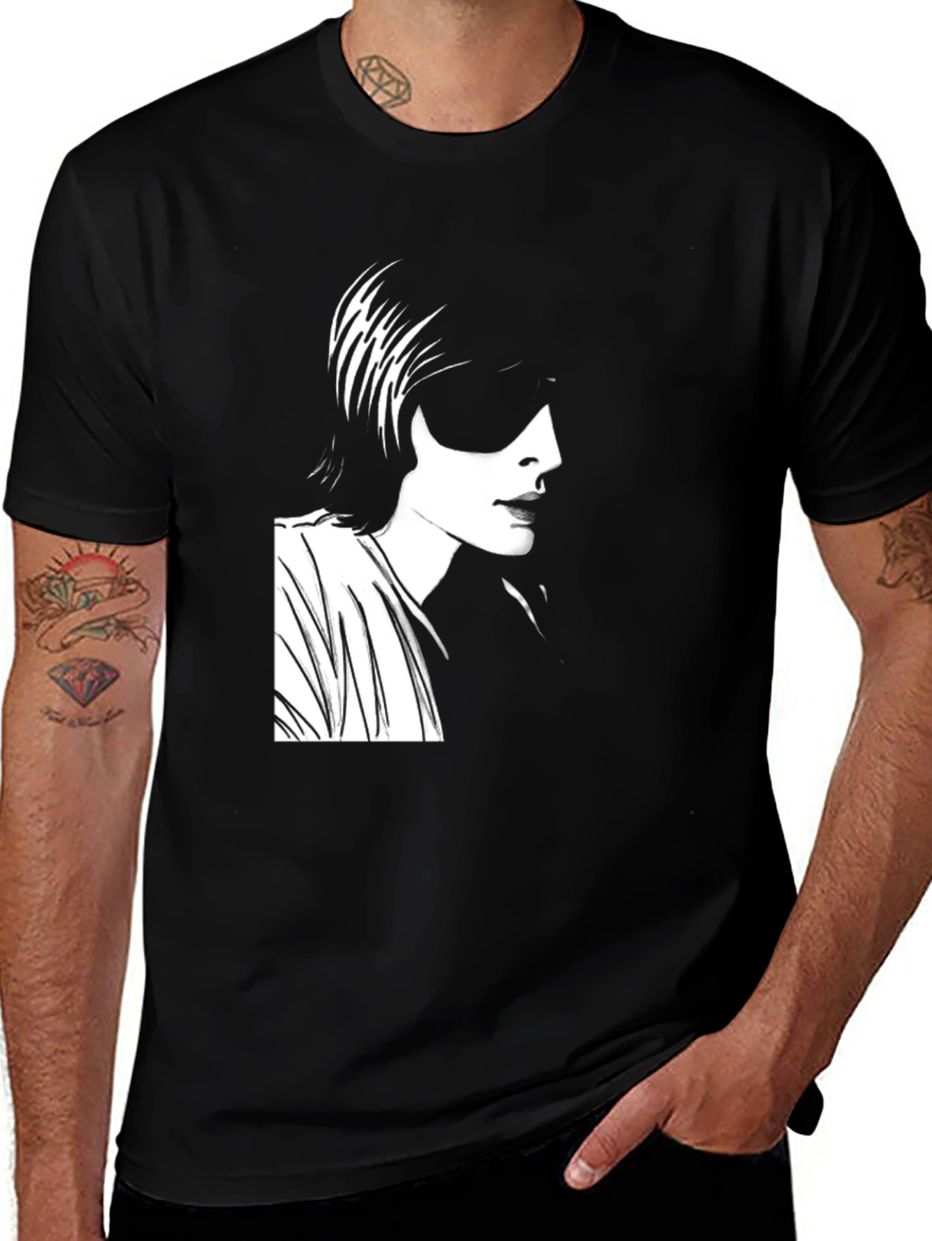 Variant 30 of Black T-Shirt with Pop Art Graphic