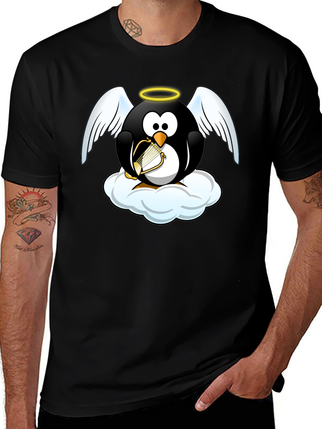 Variant 2 of Angel Penguin T-Shirt - Whimsical Graphic Tee