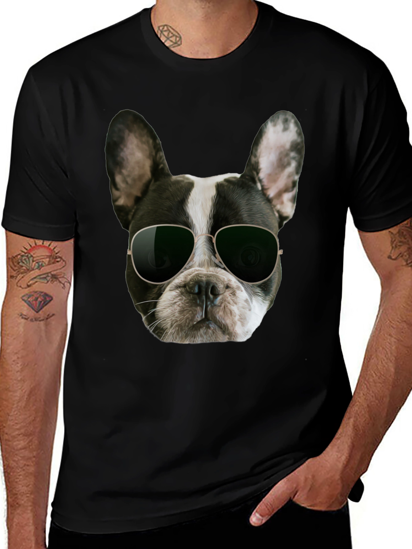 Variant 7 of Cool Dog Graphic T-Shirt - Black Cotton Blend