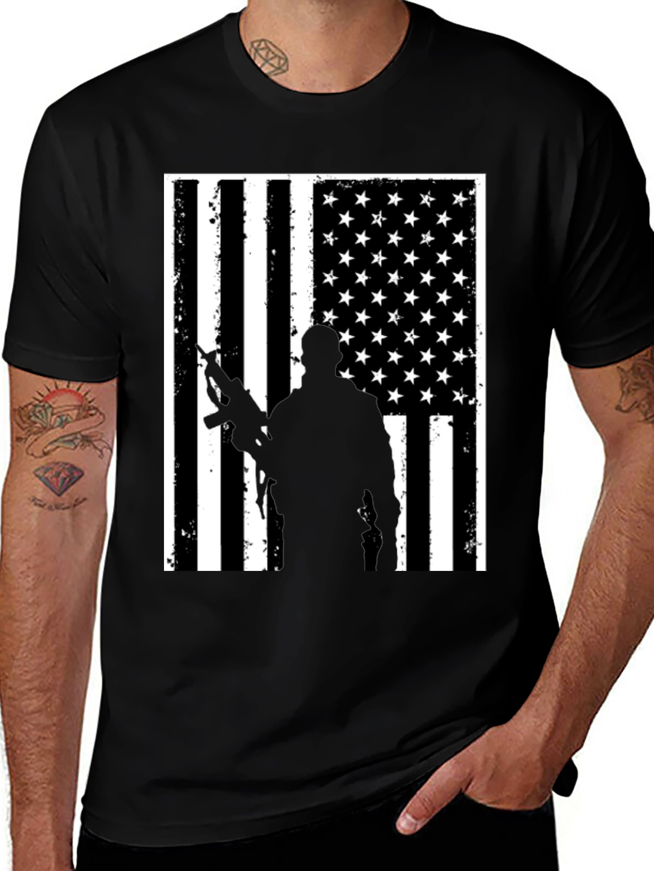 Variant 19 of American Flag Soldier Graphic T-Shirt