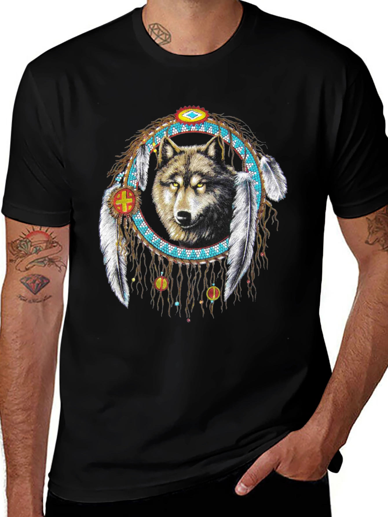 Variant 11 of Wolf Dreamcatcher Graphic T-Shirt