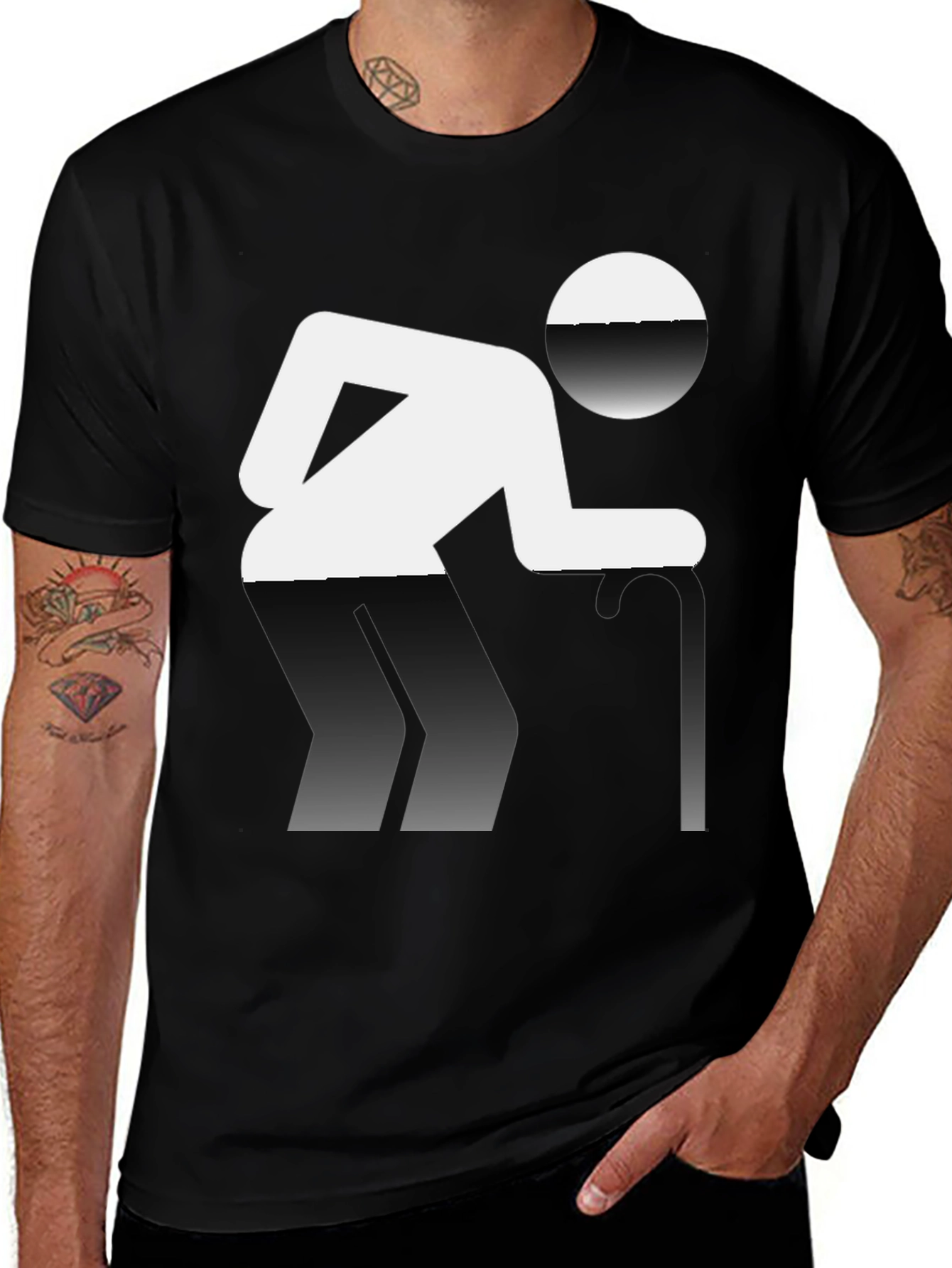 Variant 27 of Novelty T-Shirt: Funny Pictogram Design, Black Cotton Tee