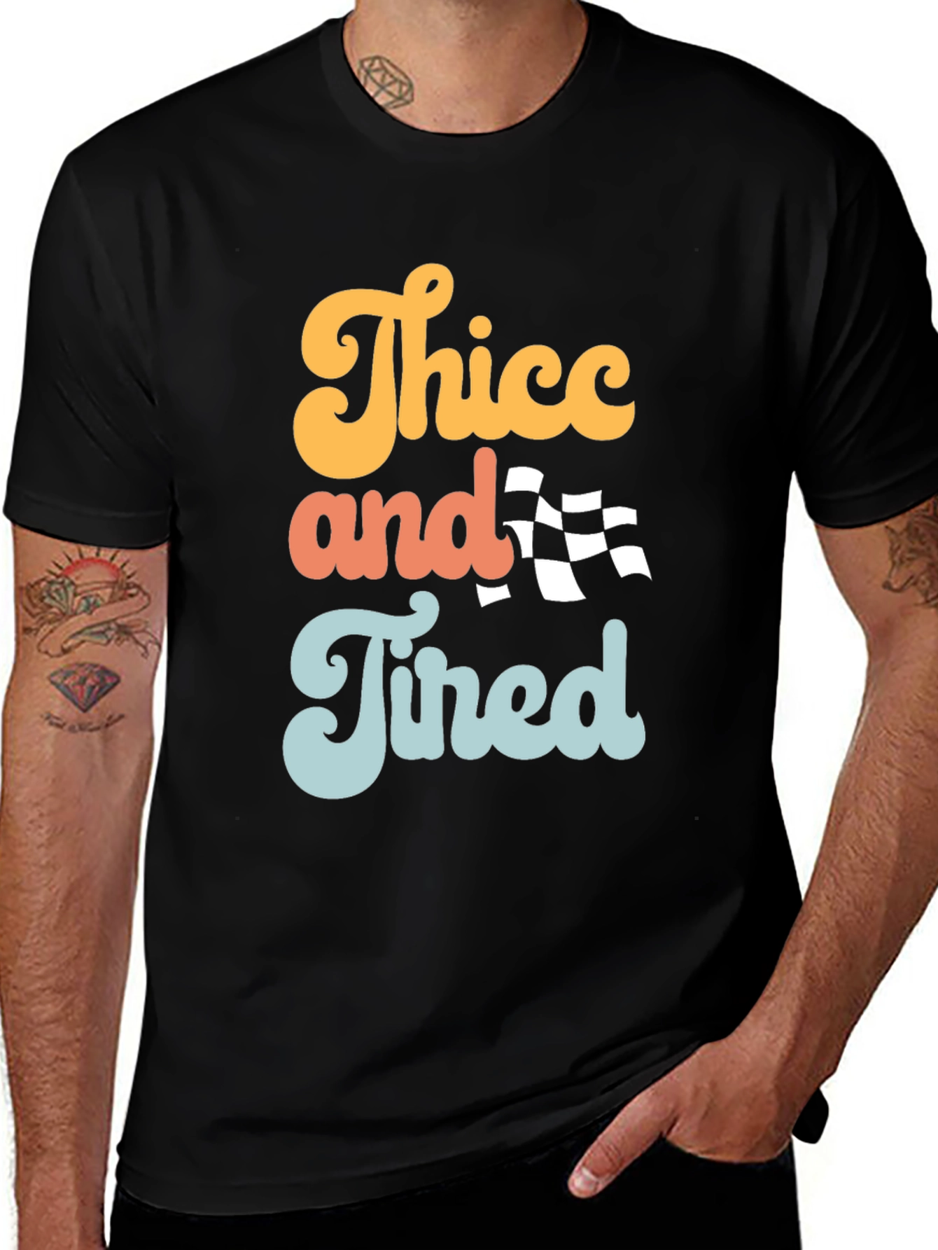 Variant 21 of Thicc and Tired Graphic Tee - Trendy Slogan T-Shirt