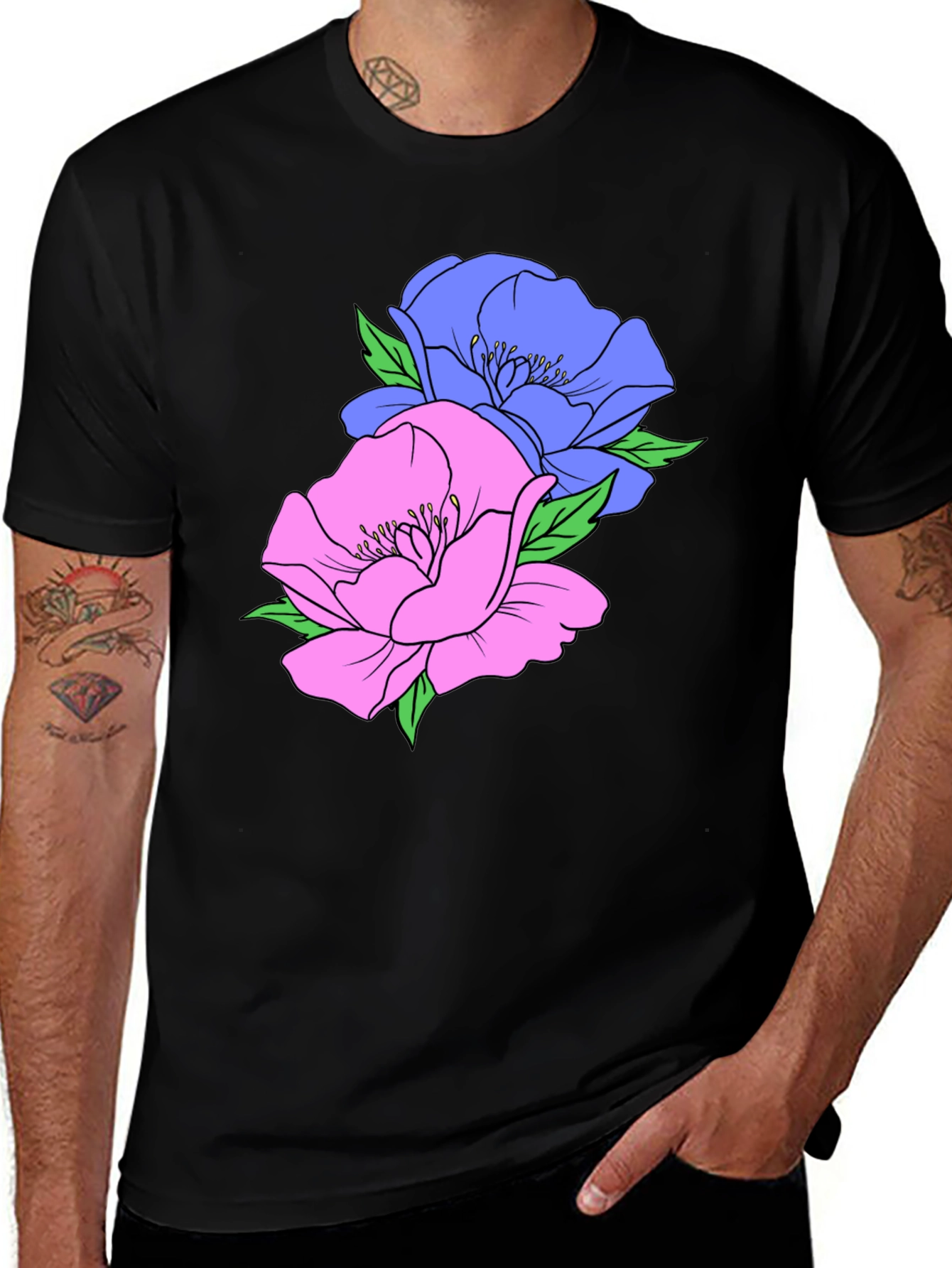 Variant 8 of Floral Graphic Black T-Shirt