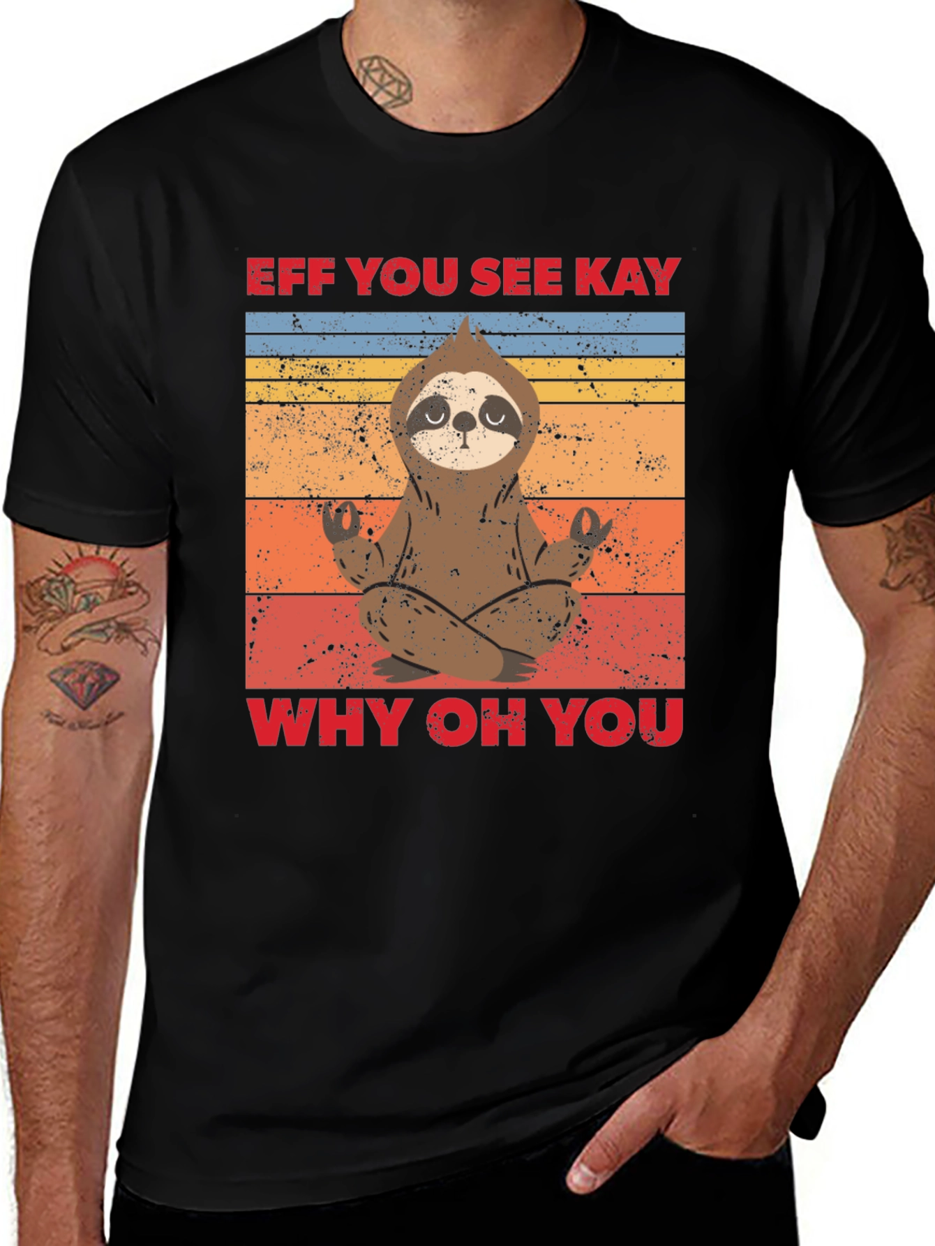 Variant 4 of Funny Sloth Yoga Tee - Eff You See Kay Why Oh You