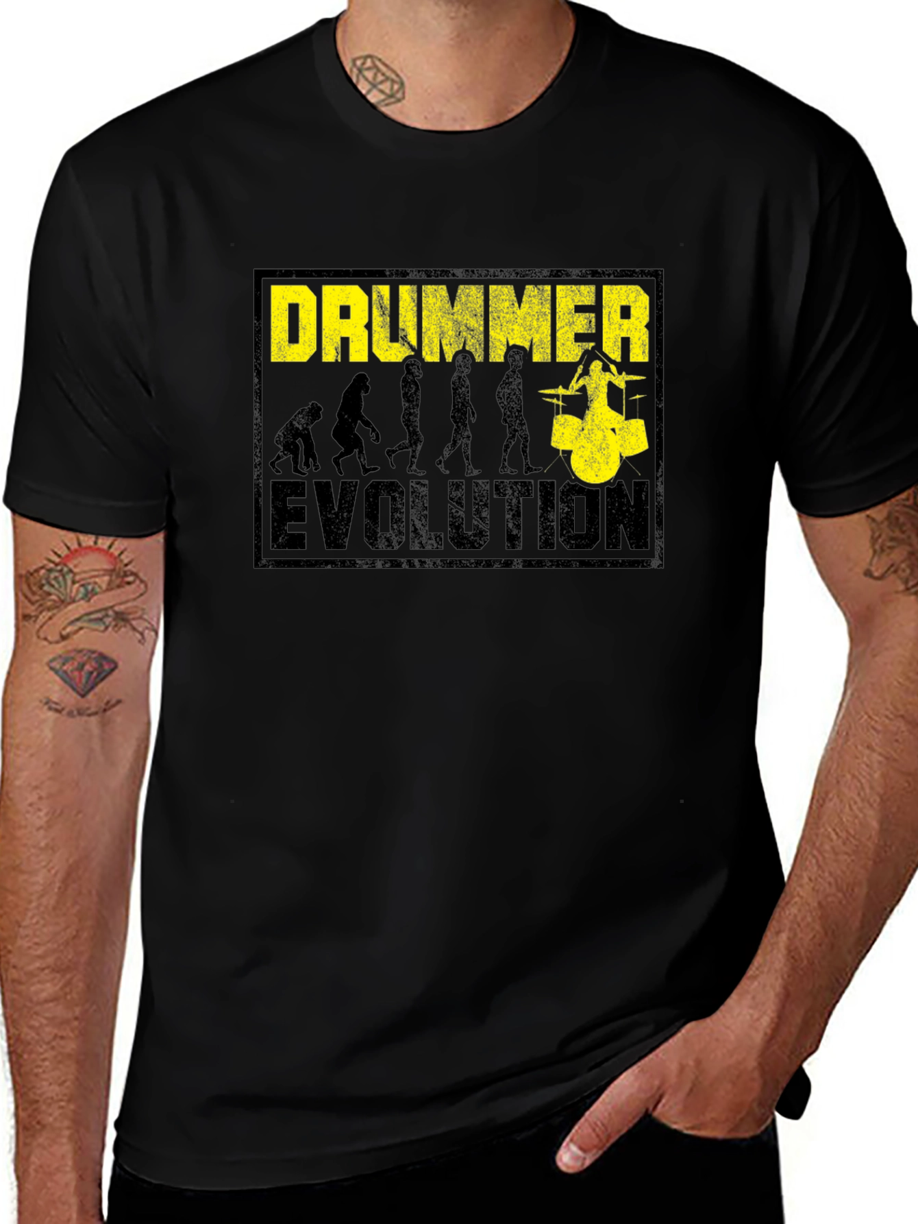 Variant 8 of Drummer Evolution Graphic Tee - Black