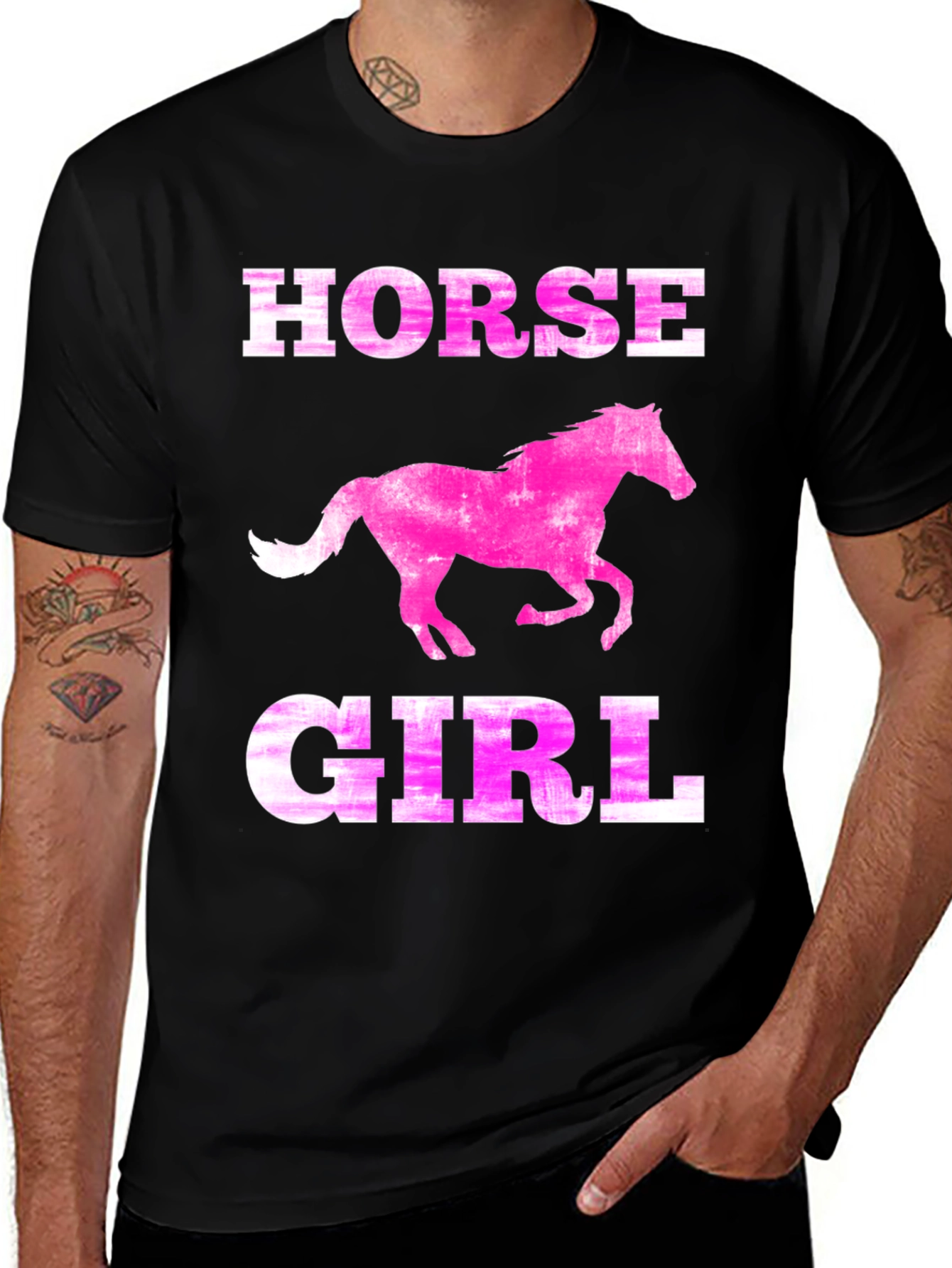 Variant 30 of Horse Girl Tee - Pink Horse Graphic