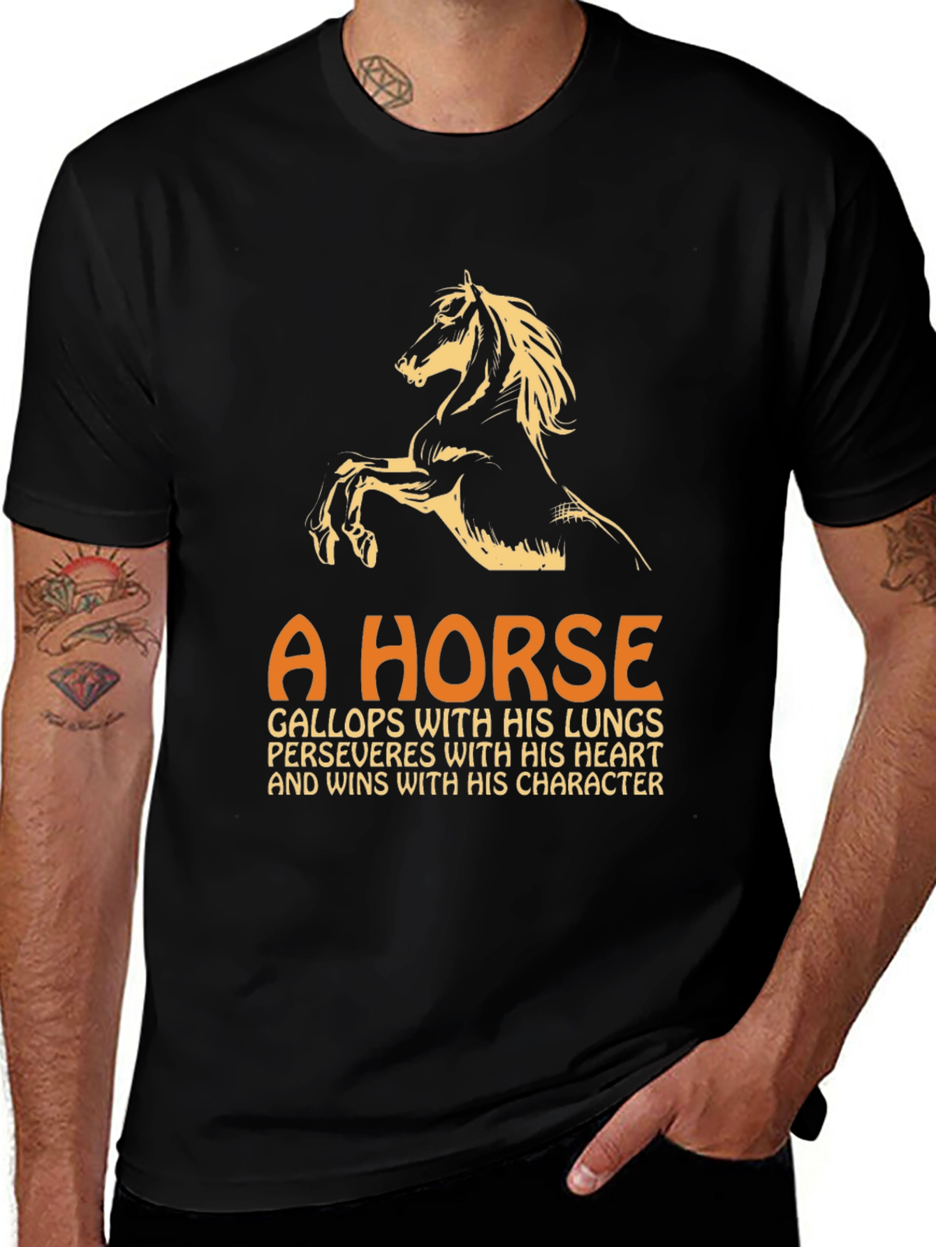 Variant 13 of Horse Graphic Tee - Gallops with His Lungs Quote