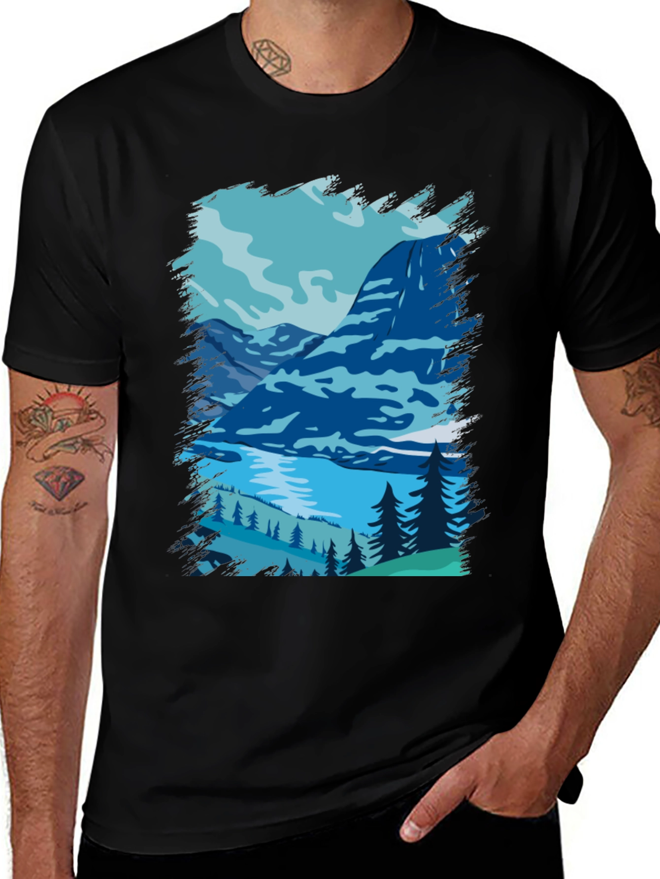 Variant 4 of Mountain Lake Graphic Tee - Nature Scene T-Shirt