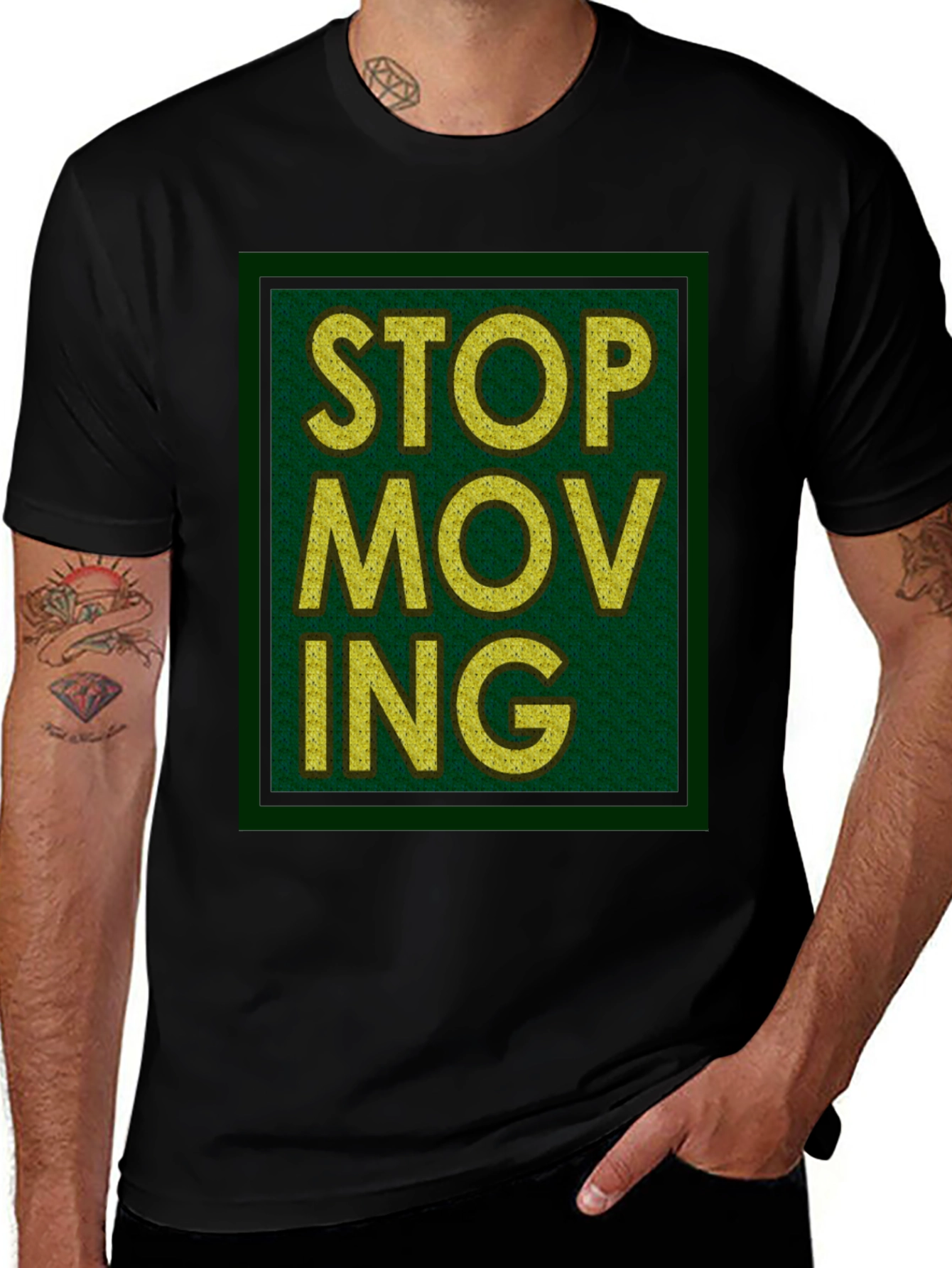 Variant 2 of Stop Moving Graphic Print Black T-Shirt