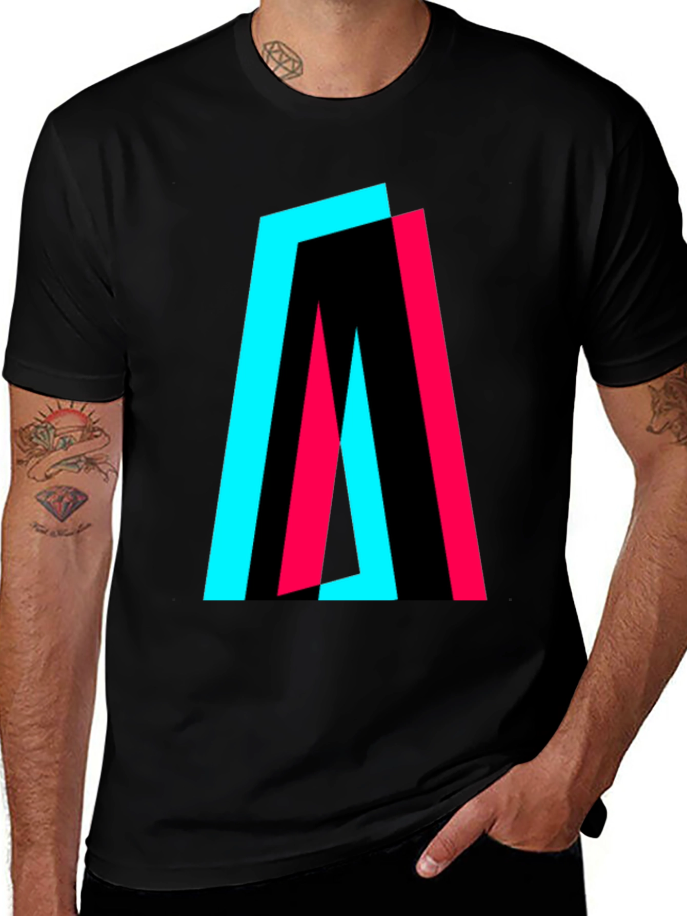 Variant 28 of Abstract Graphic Print Tee - Casual Black T-Shirt