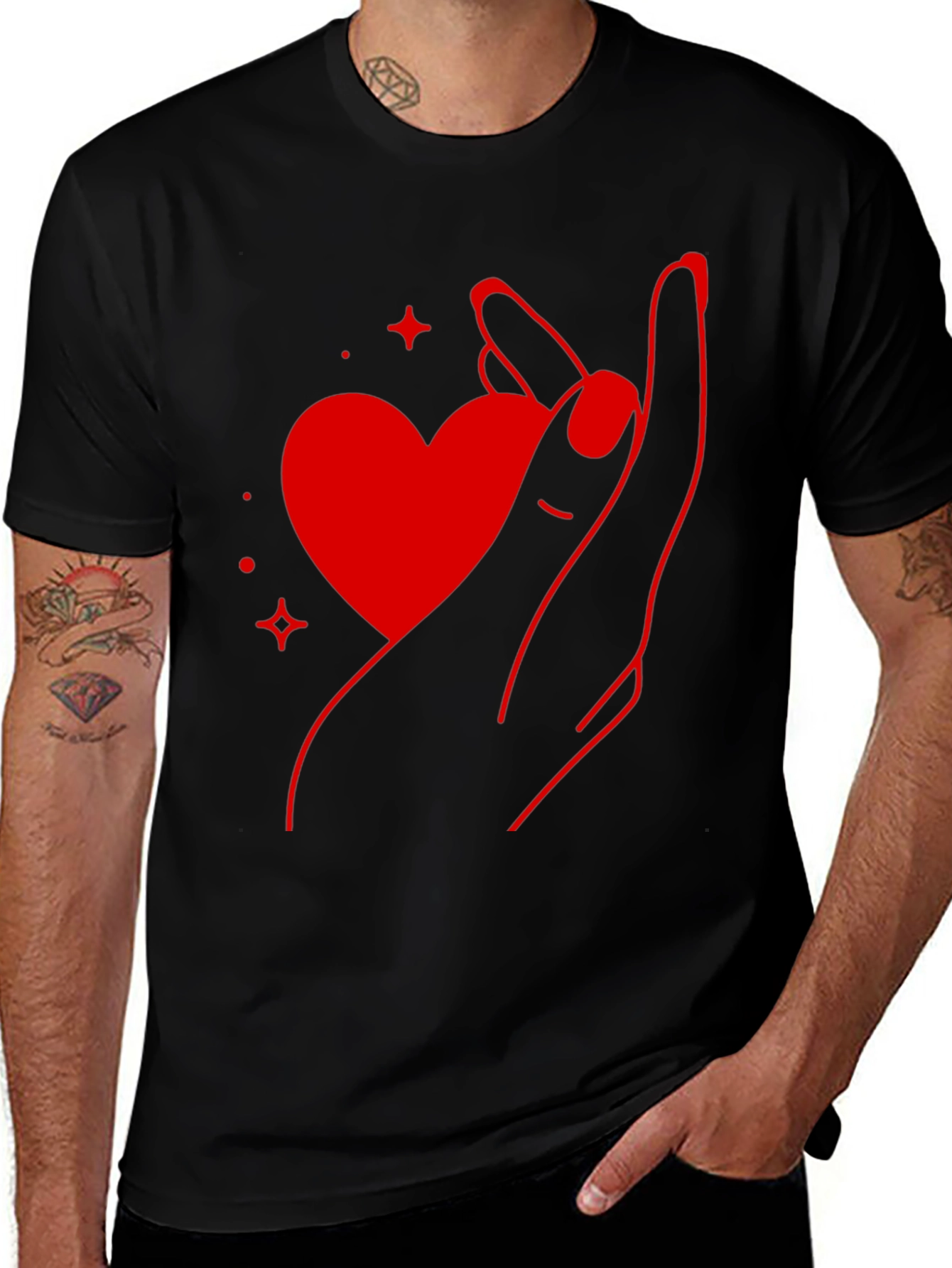 Variant 11 of Heart Hand Graphic Tee - Stylish Casual Top