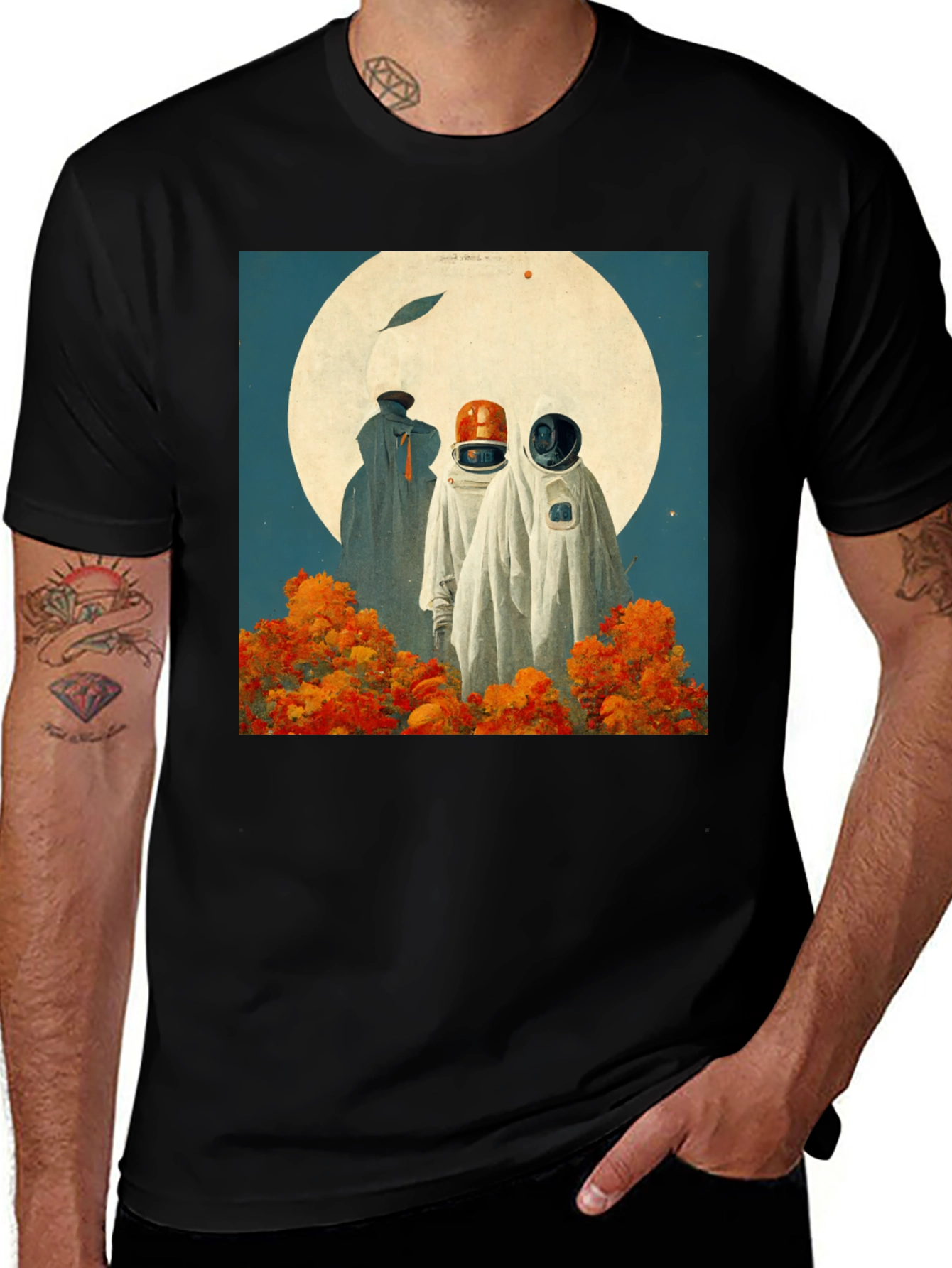 Variant 18 of Astronaut Landscape Graphic Tee - Black