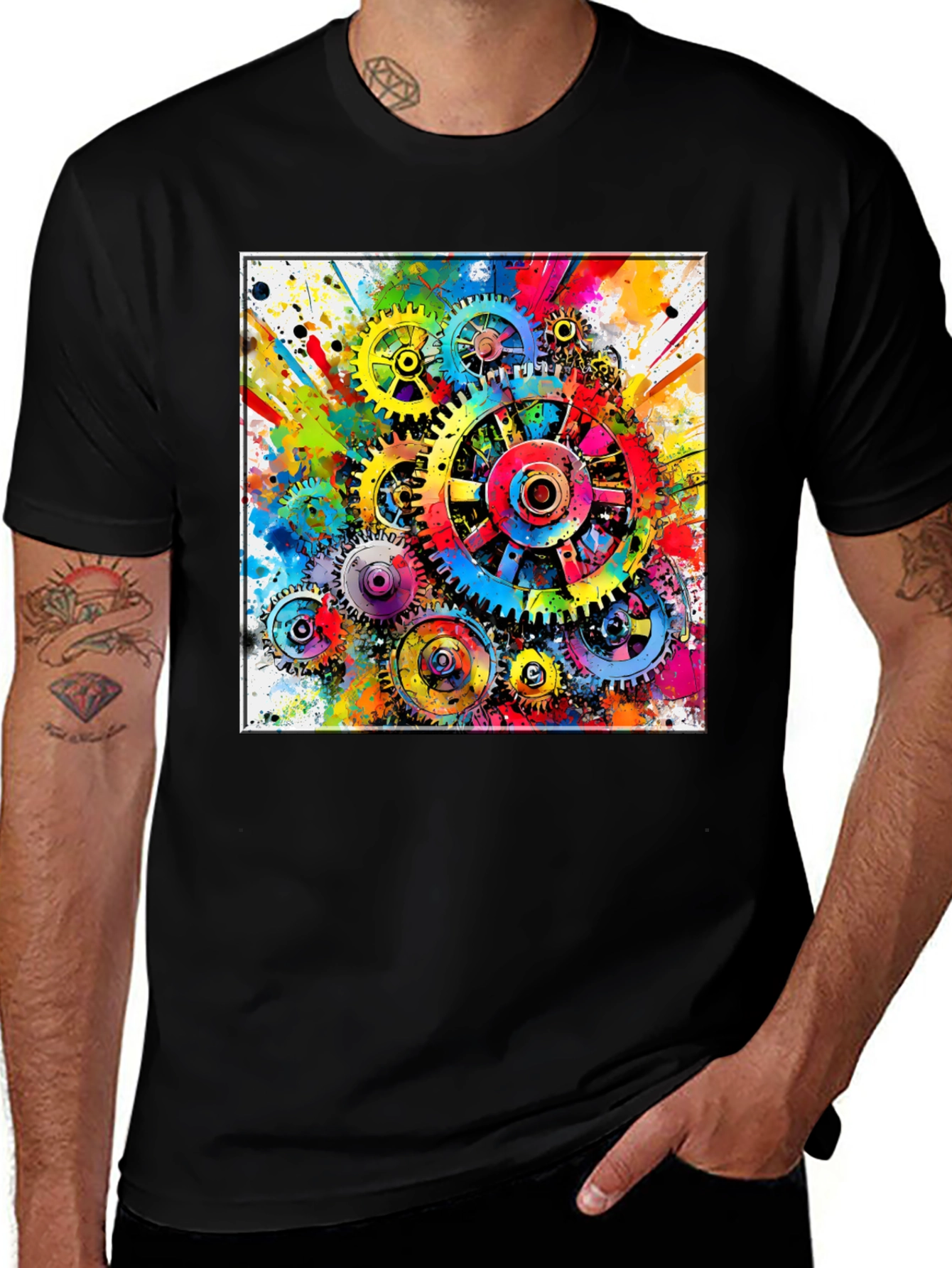Variant 4 of Colorful Gears Graphic T-Shirt