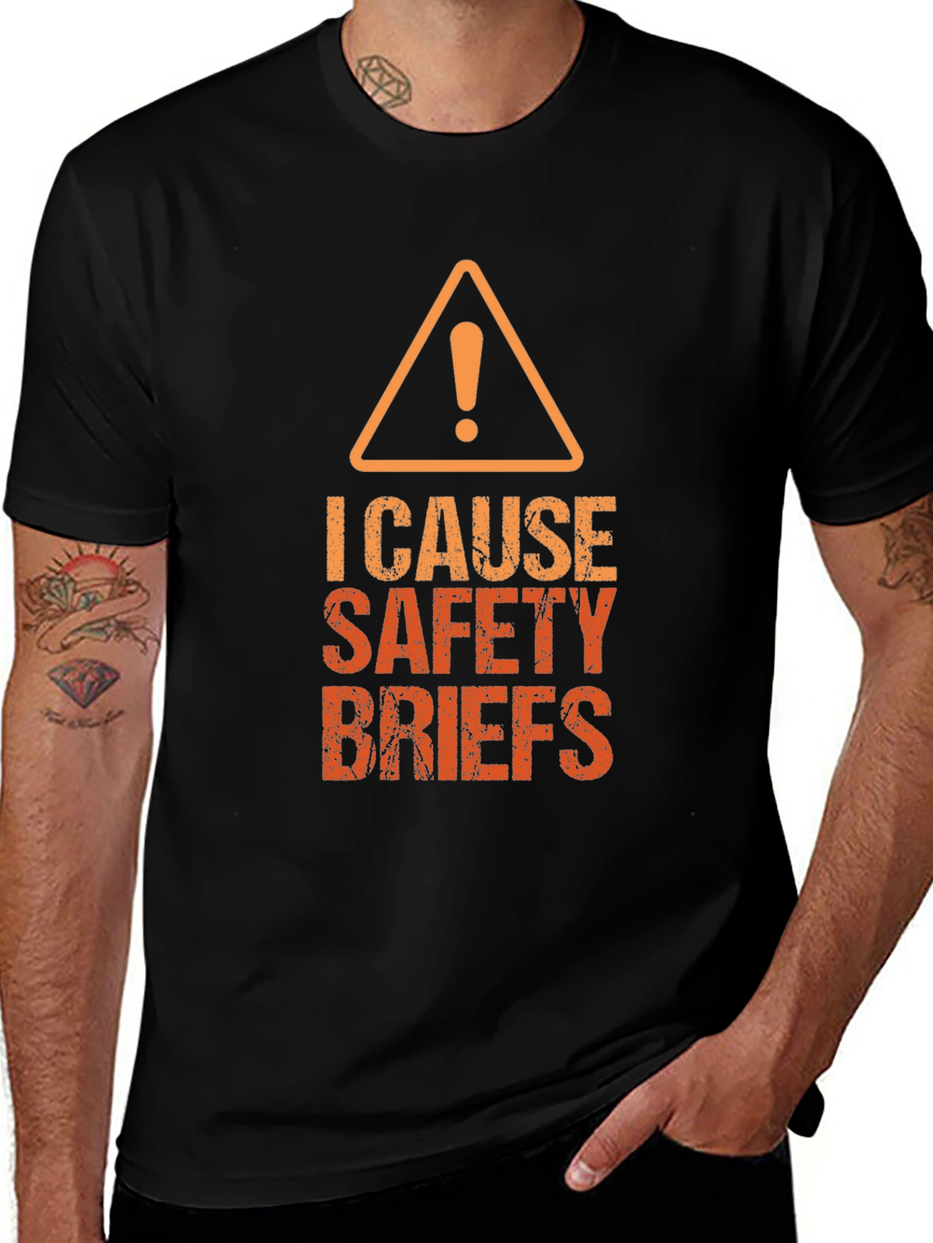 Variant 19 of I Cause Safety Briefs Graphic Tee - Black