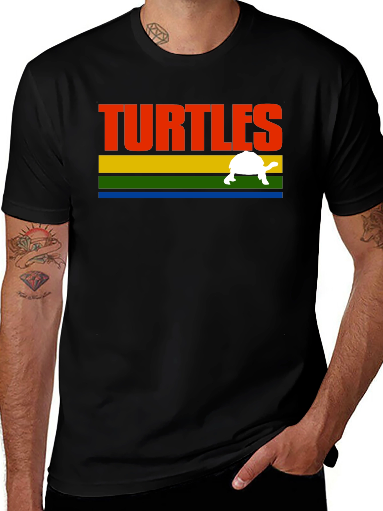 Variant 17 of Retro Turtles T-Shirt - Black