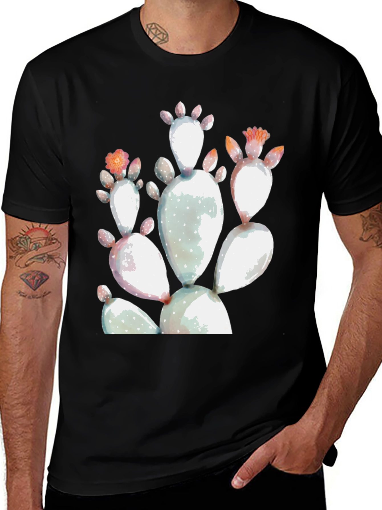 Variant 29 of Cactus Print T-Shirt - Desert Style Tee