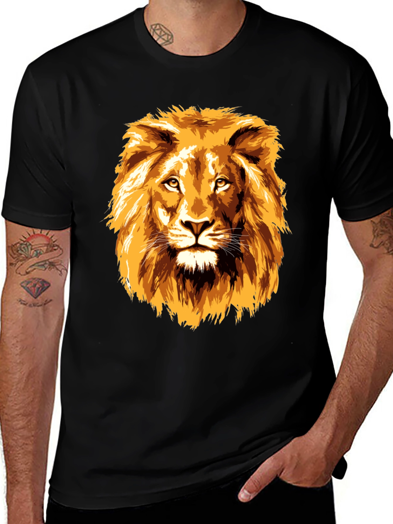 Variant 19 of Lion Graphic Print Black T-Shirt