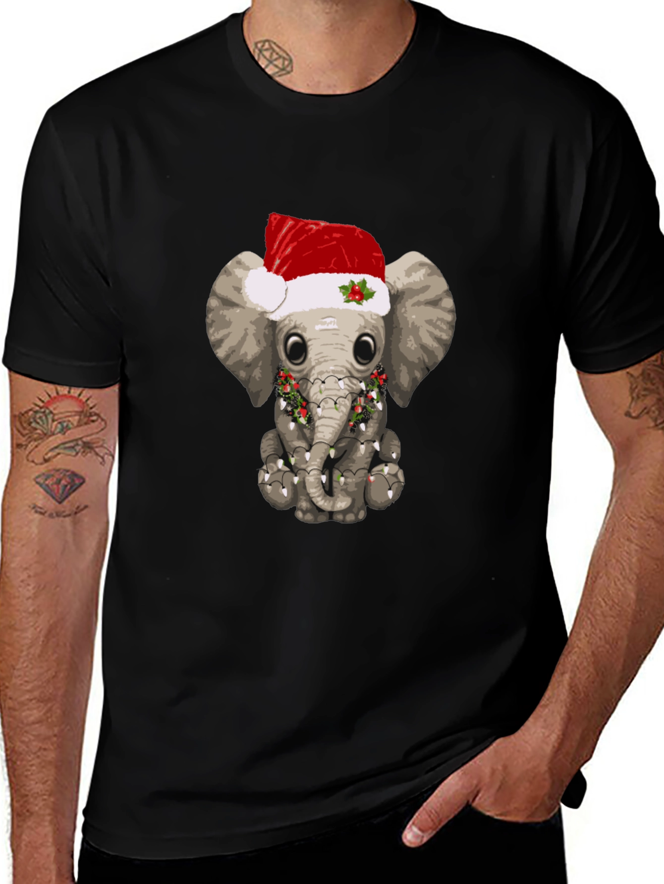 Variant 30 of Festive Elephant T-Shirt - Holiday Animal Tee