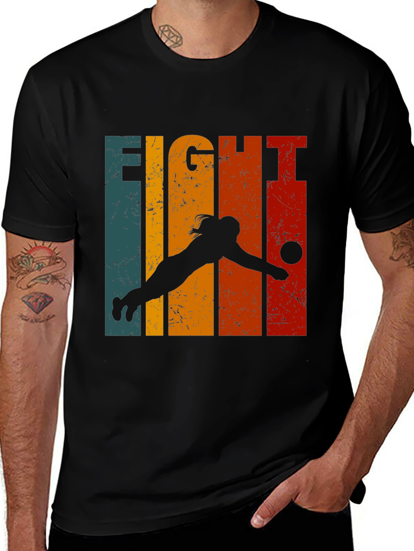 Variant 7 of Volleyball Fight Retro Style T-Shirt