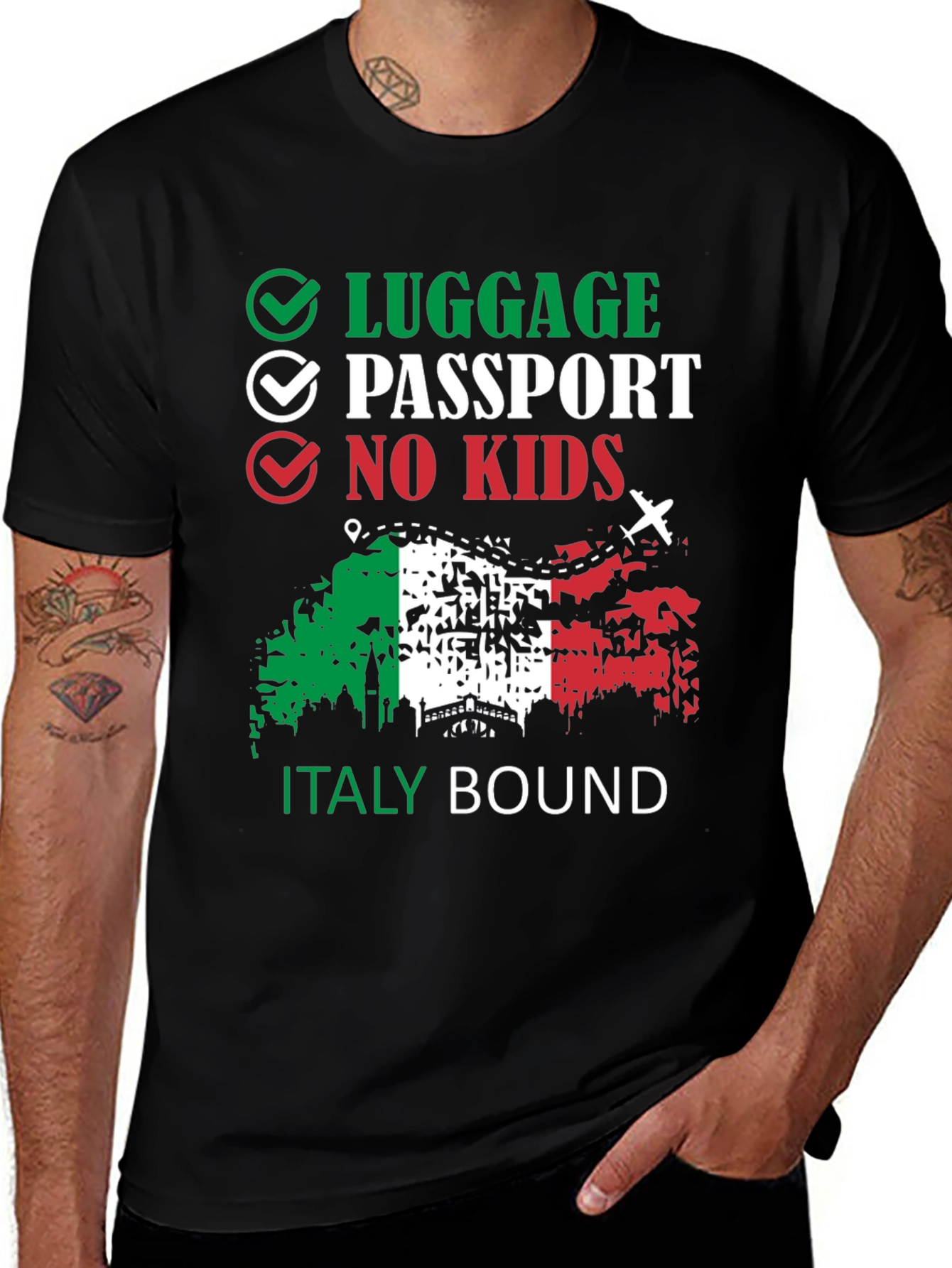 Variant 2 of Italy Bound Traveler T-Shirt - Luggage Passport No Kids