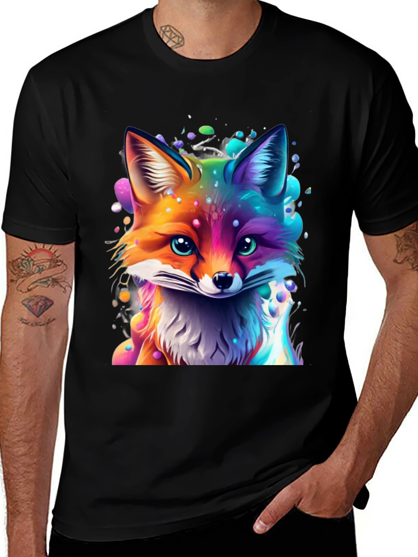 Variant 30 of Colorful Fox Graphic Tee - Unique Design