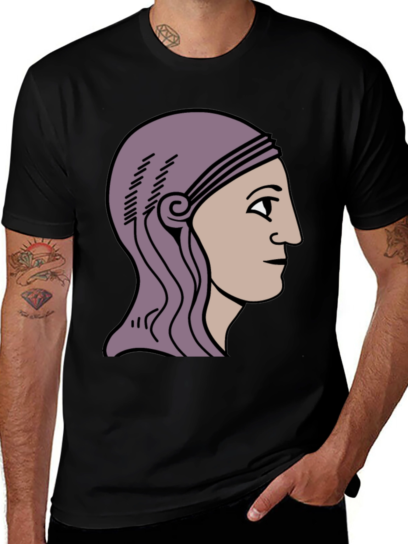 Variant 9 of Ancient Roman Head T-Shirt - Black
