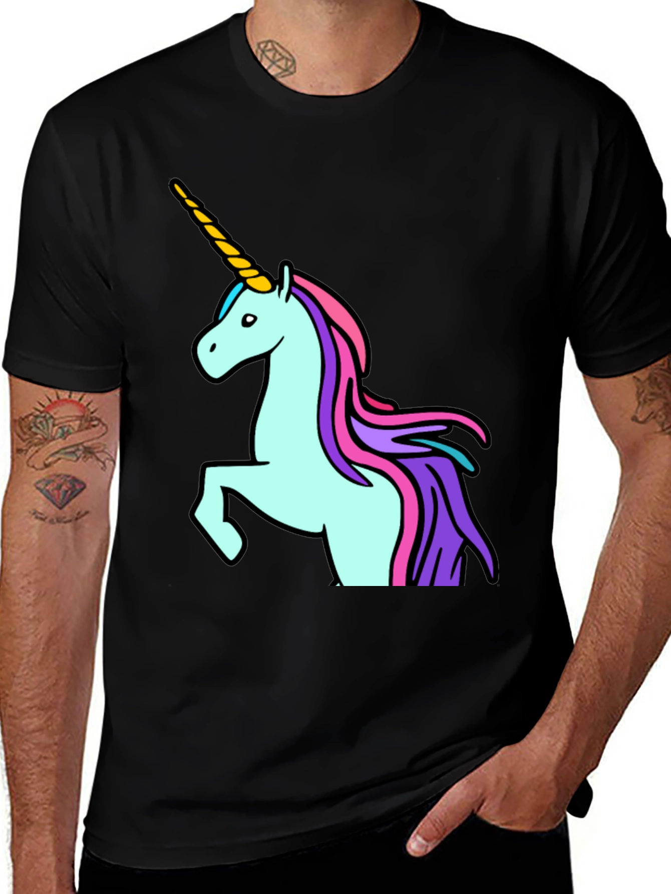Black Unicorn Graphic Tee - Black Cotton T-Shirt main image