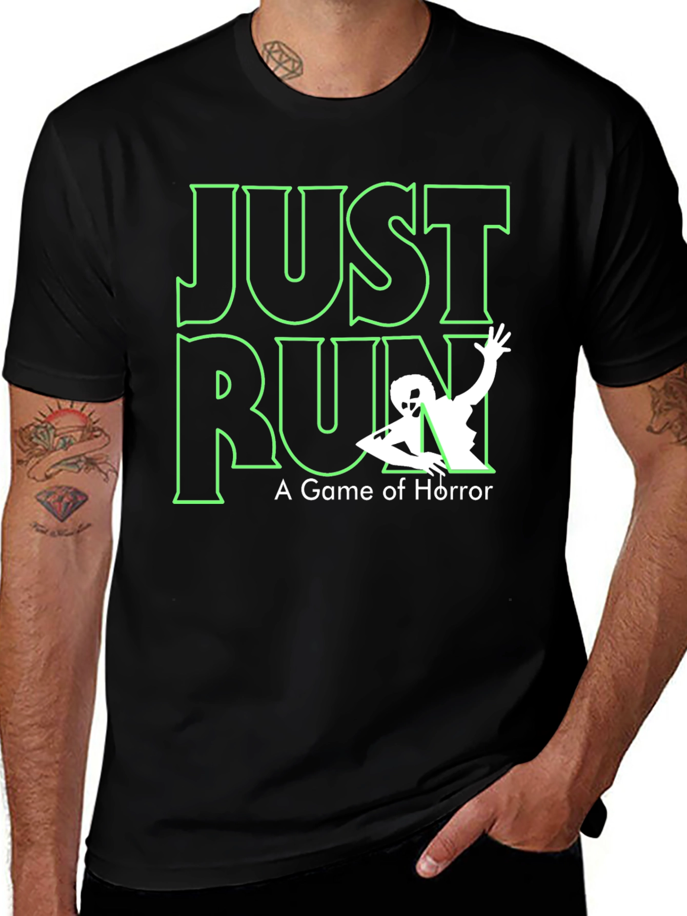 Variant 21 of Just Run T-Shirt: A Game of Horror - Black