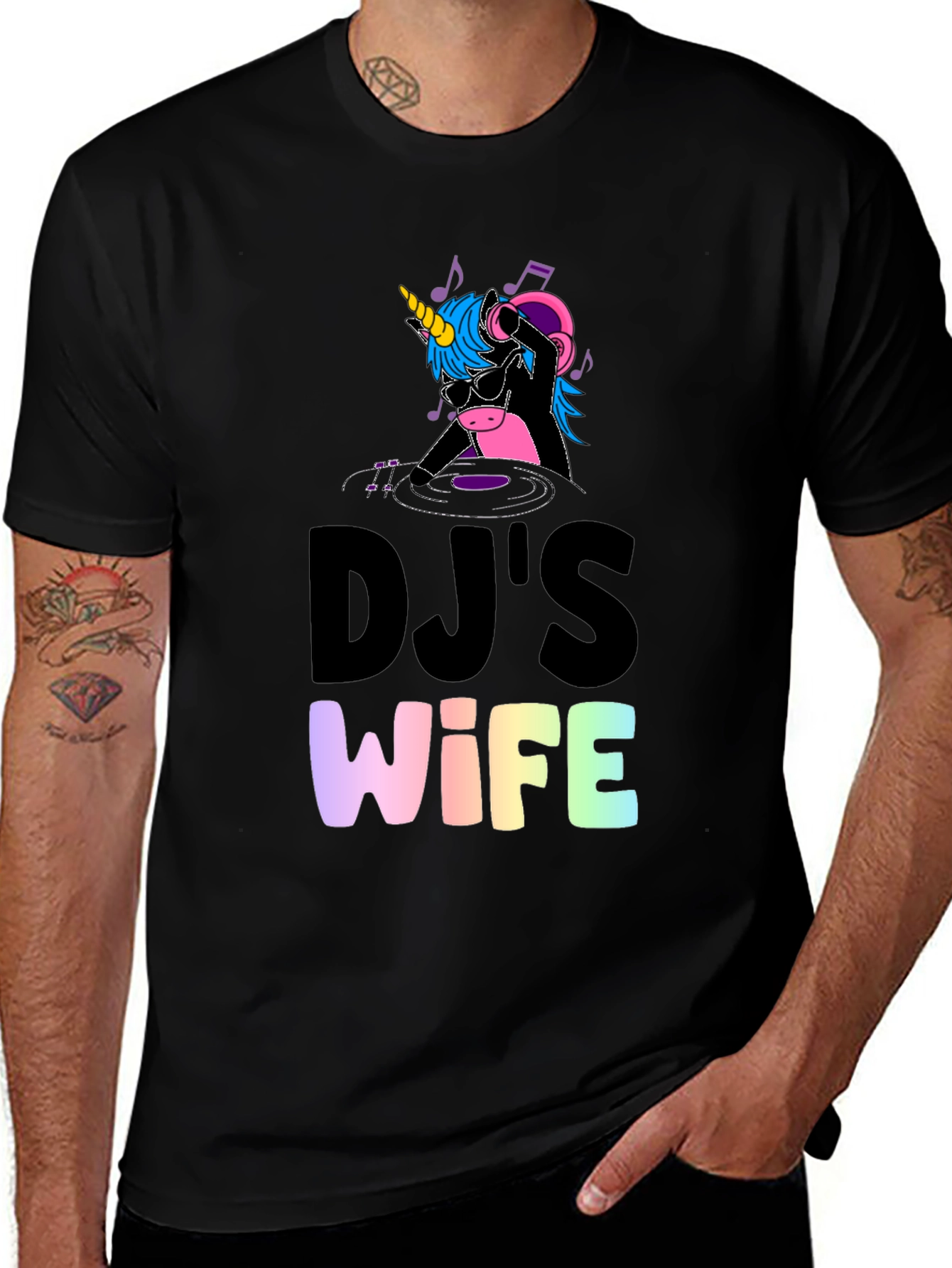 Variant 23 of DJ's Wife Graphic T-Shirt - Unicorn Design