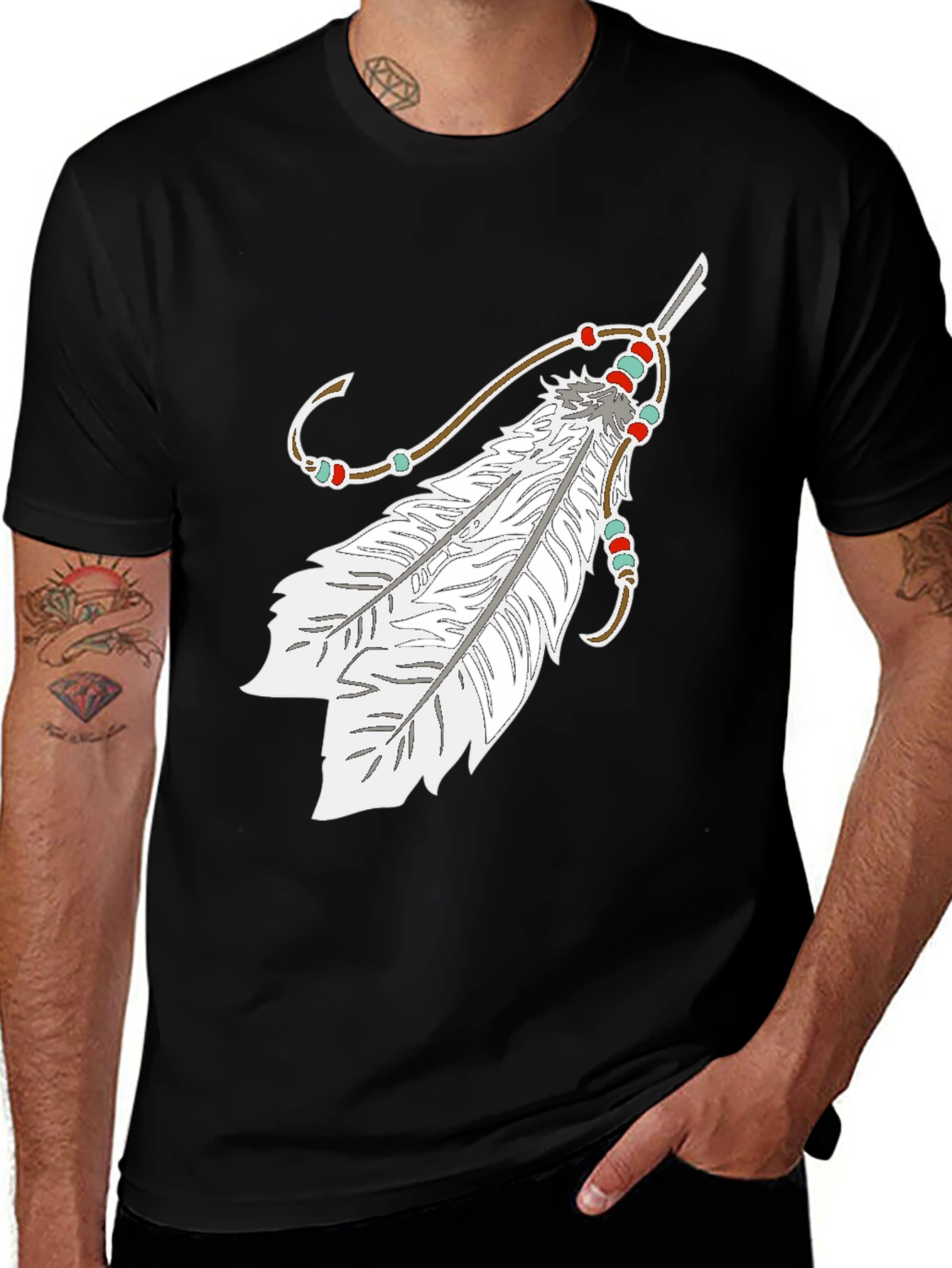 Feather Graphic Black T-Shirt