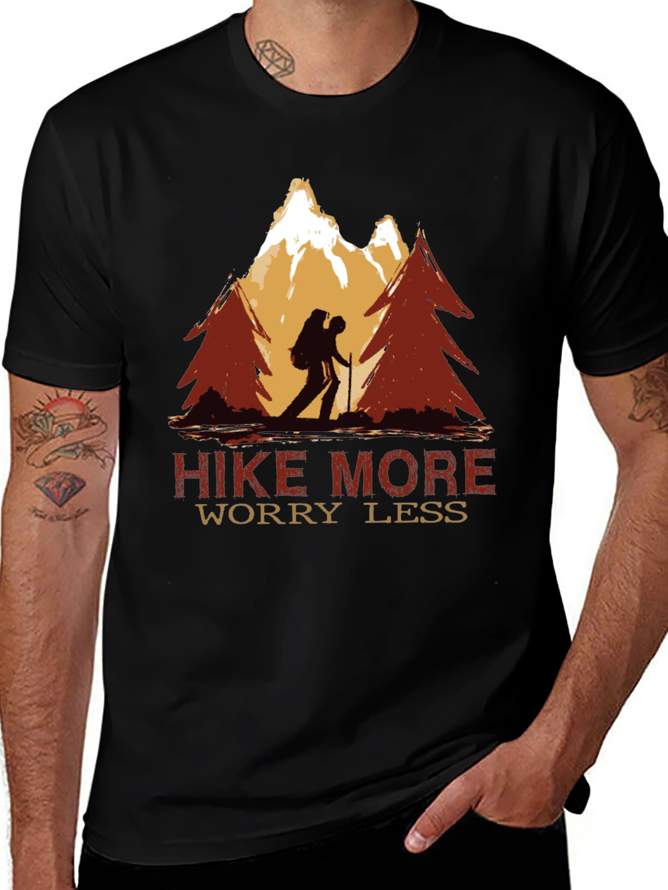 Variant 7 of Hike More Worry Less Graphic Tee - Adventure T-Shirt