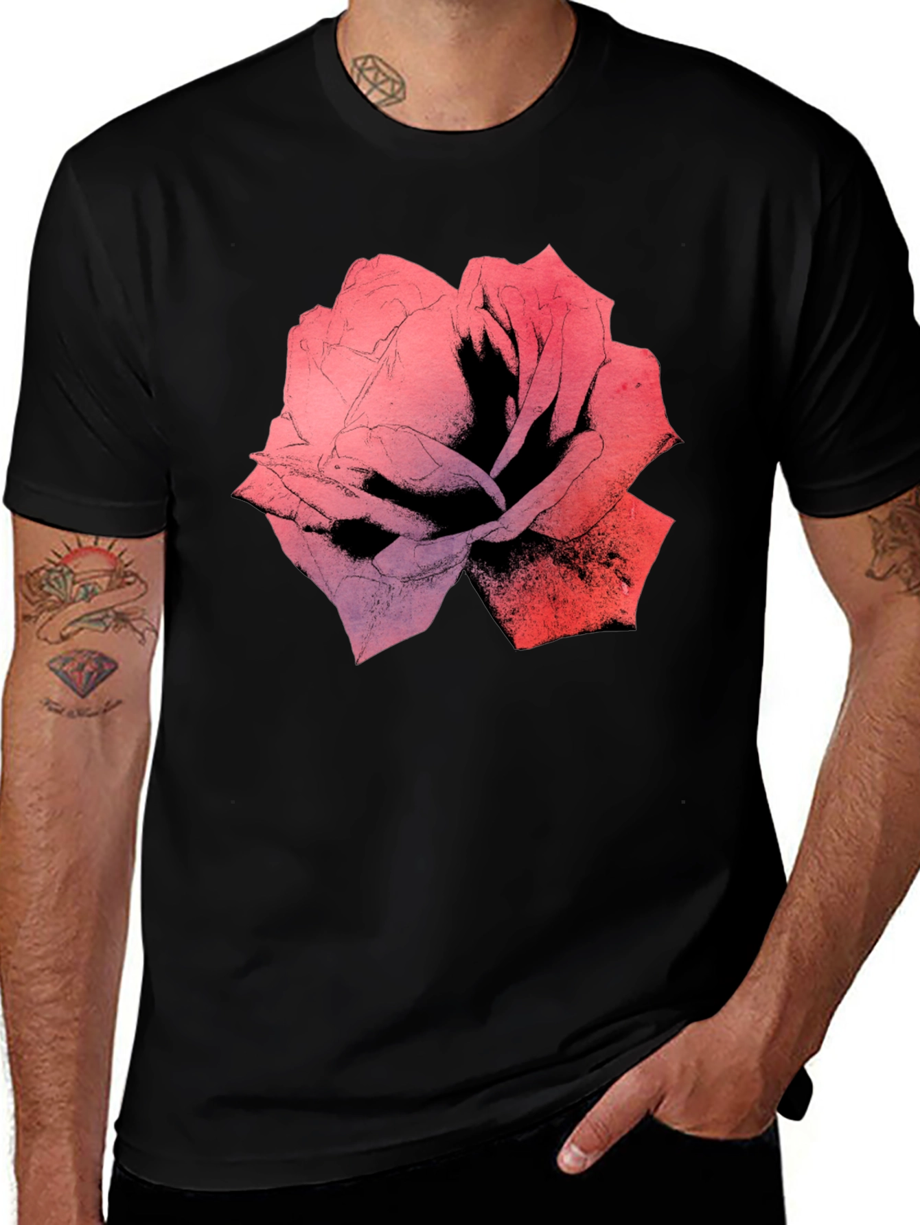 Variant 3 of Rose Graphic Black T-Shirt - Bold Floral Print