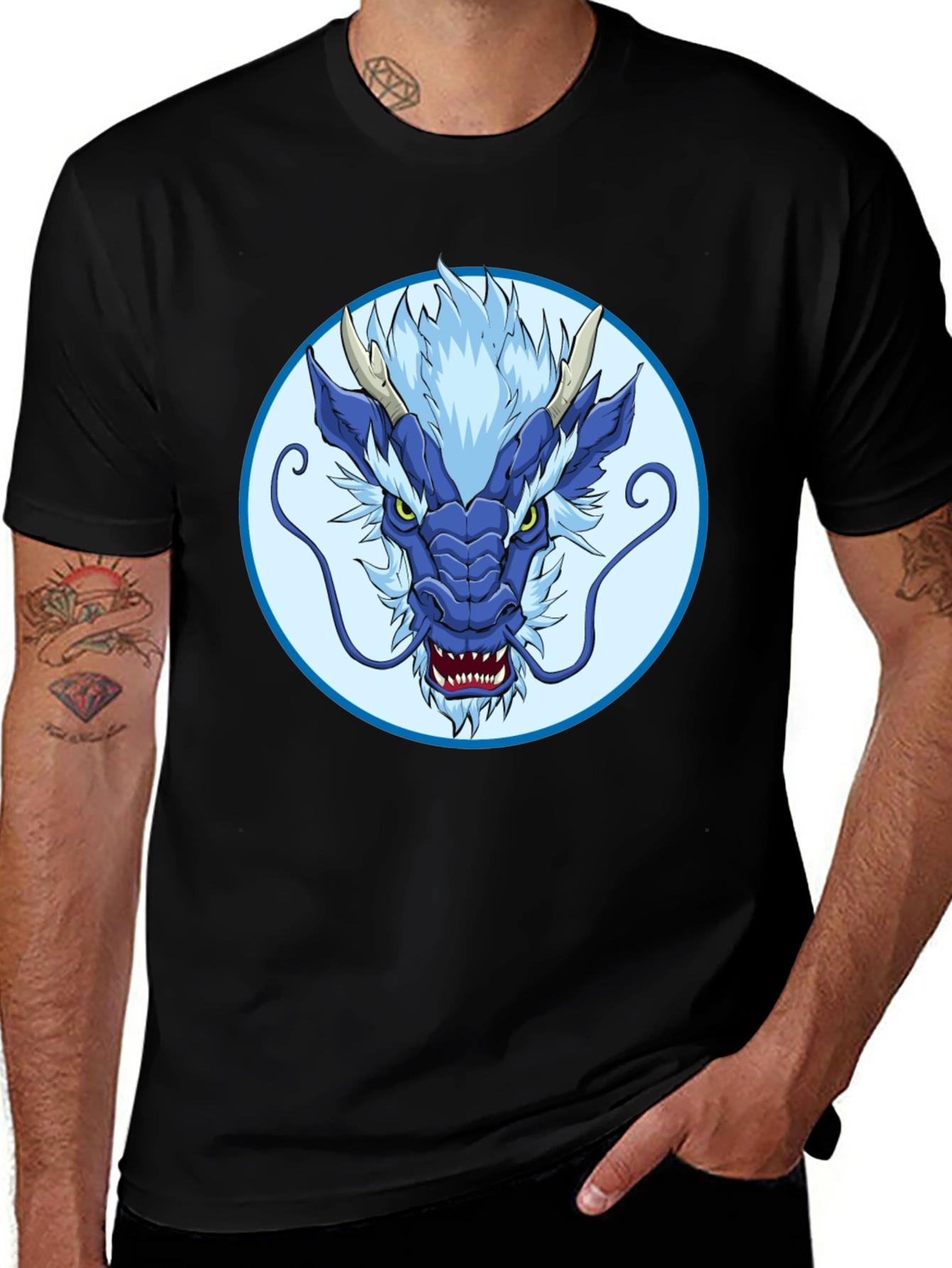 Variant 5 of Blue Dragon Graphic Tee - Stylish Men's T-Shirt