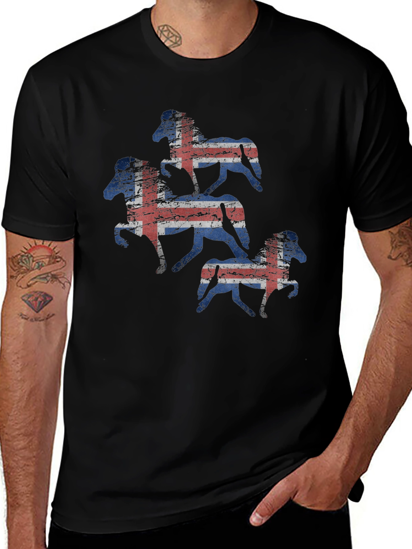 Icelandic Horse Flag T-Shirt - Black
