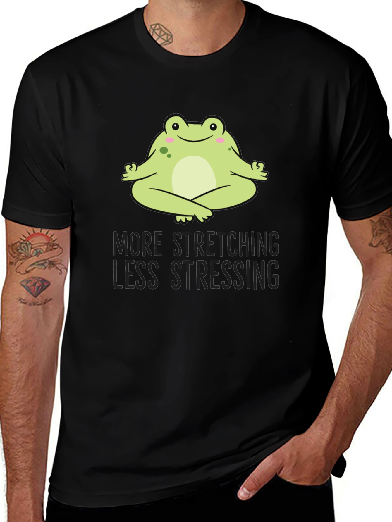 Variant 15 of Zen Frog T-Shirt - More Stretching, Less Stressing