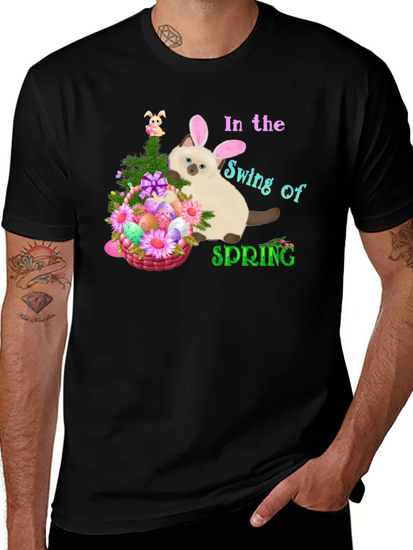 Easter Cat in Spring T-Shirt