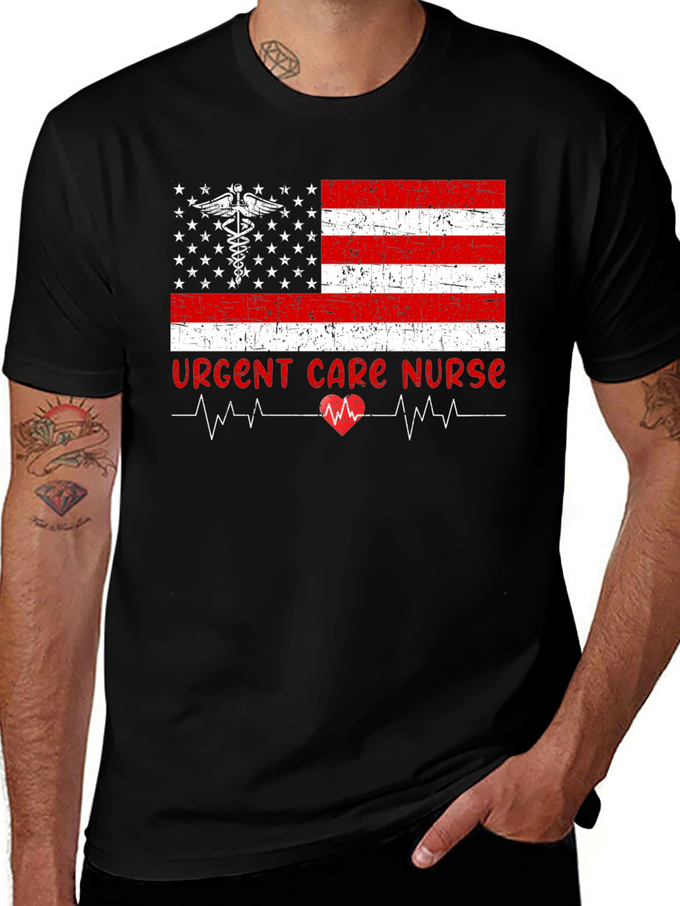Variant 26 of Urgent Care Nurse American Flag T-Shirt