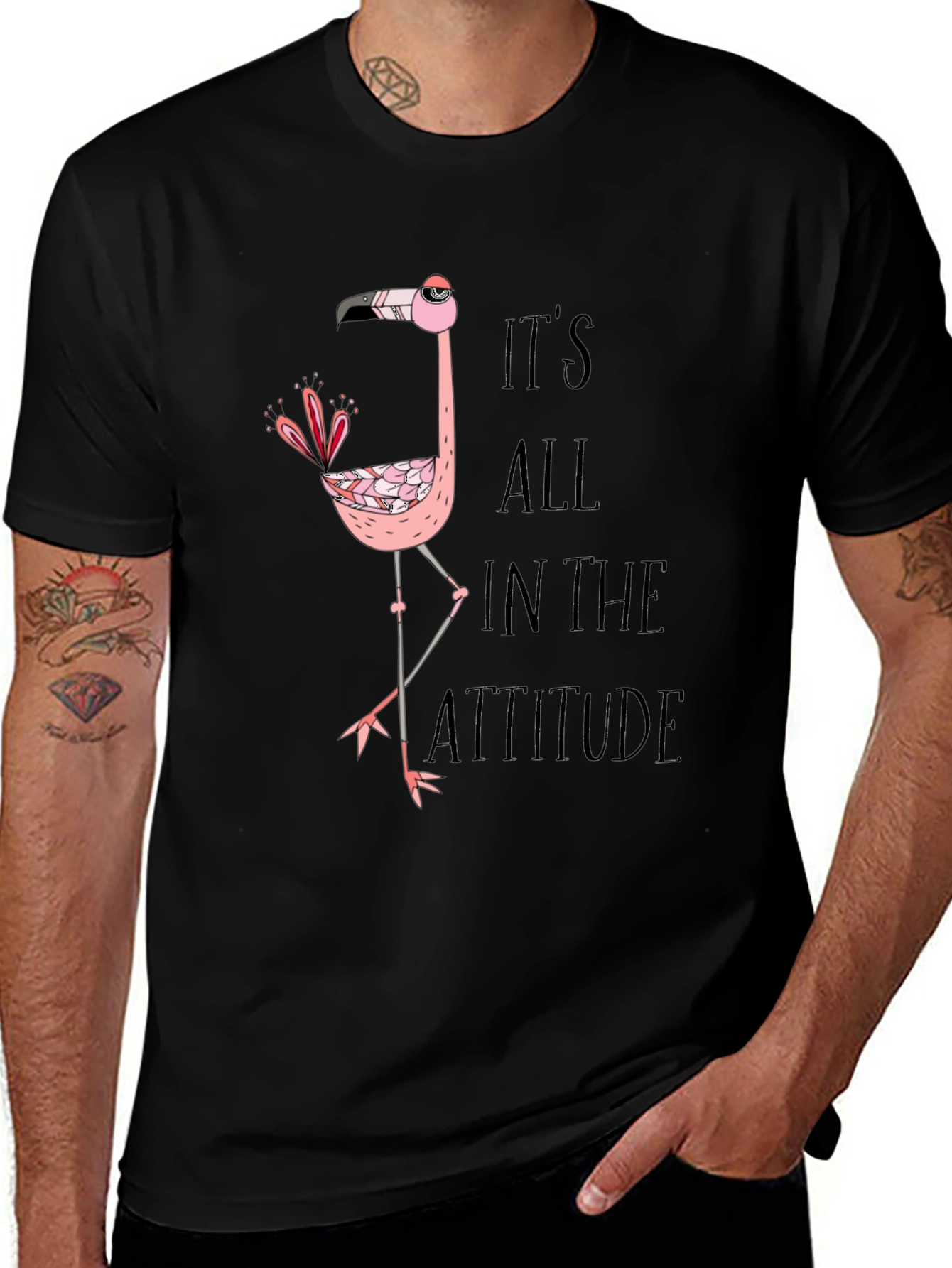 Variant 23 of Funny Flamingo Graphic Tee - It's All in The Attitude
