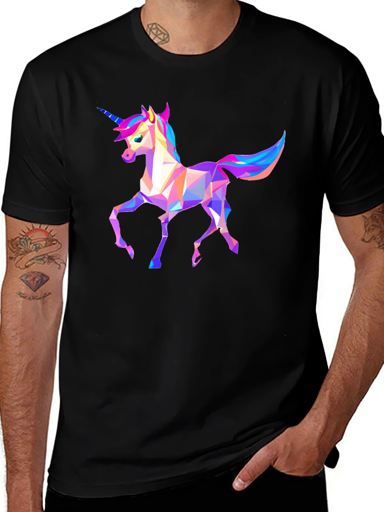 Variant 22 of Geometric Unicorn Graphic Tee - Black