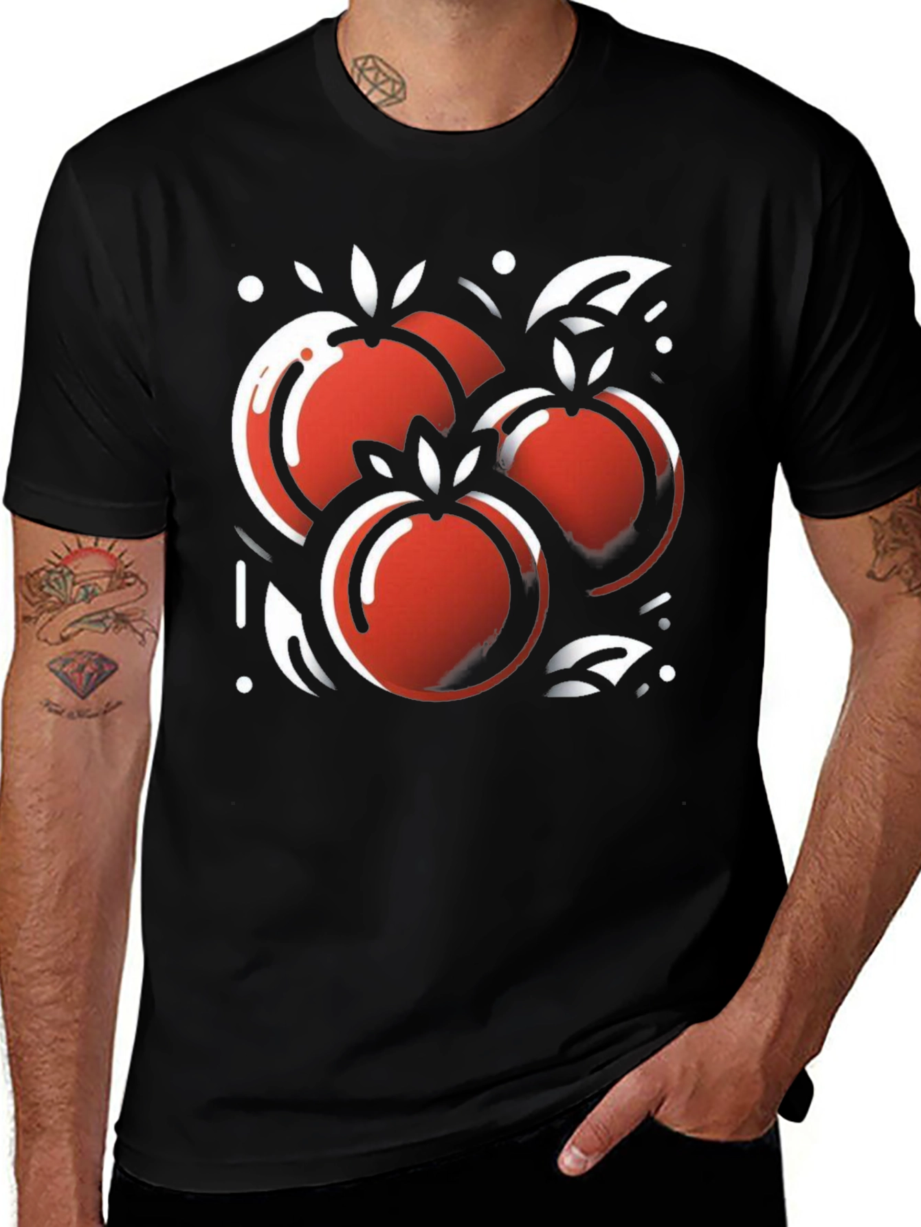 Variant 18 of Stylish Black Tee with Artistic Fruit Graphic